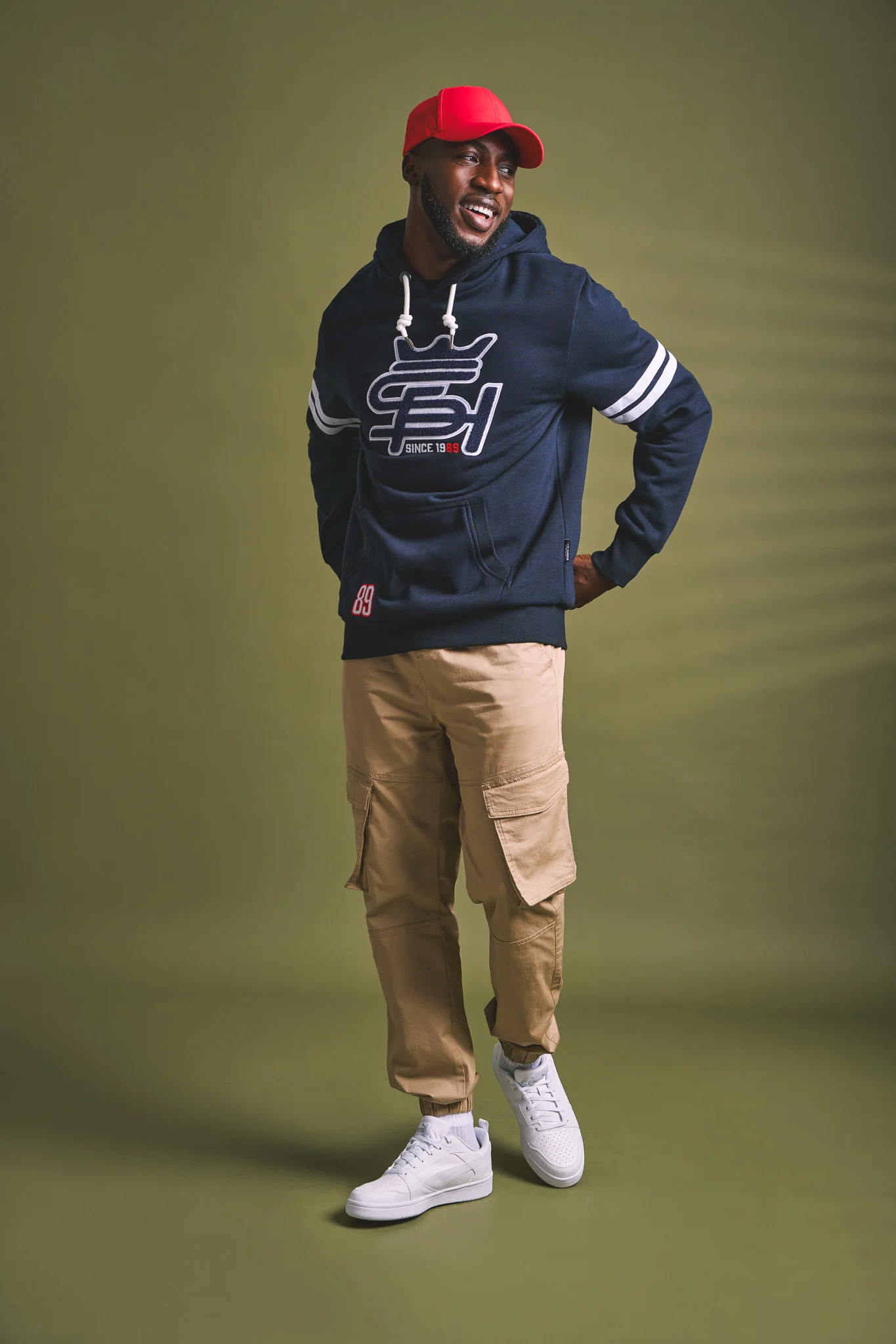 Badge Fleece Hoody - Navy - Image 6