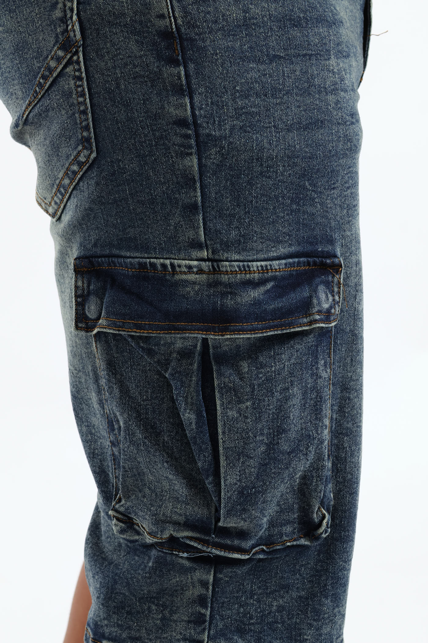 Baggy Cargo Denim Short - Dark Blue - Image 5