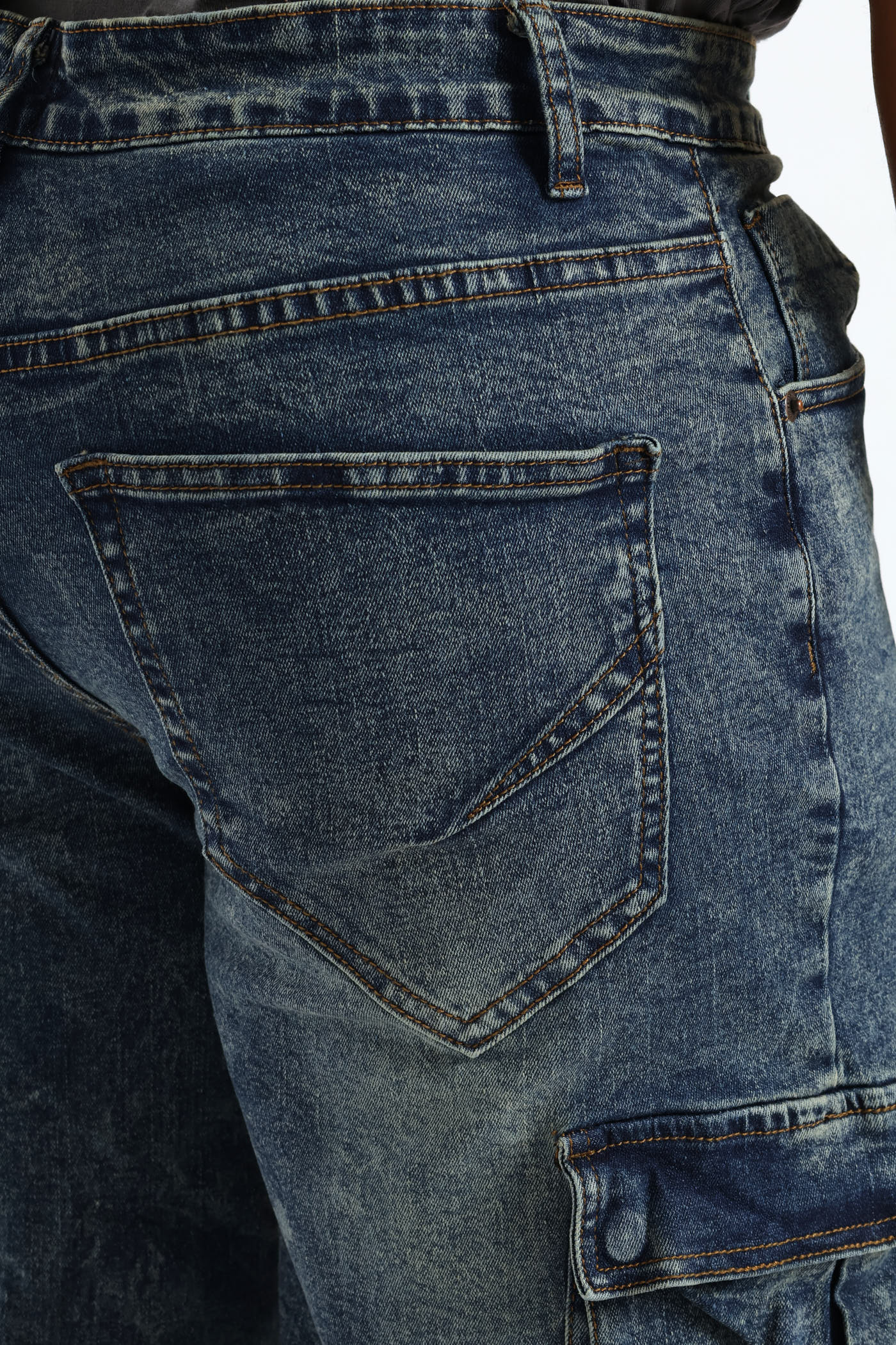 Baggy Cargo Denim Short - Dark Blue - Image 6