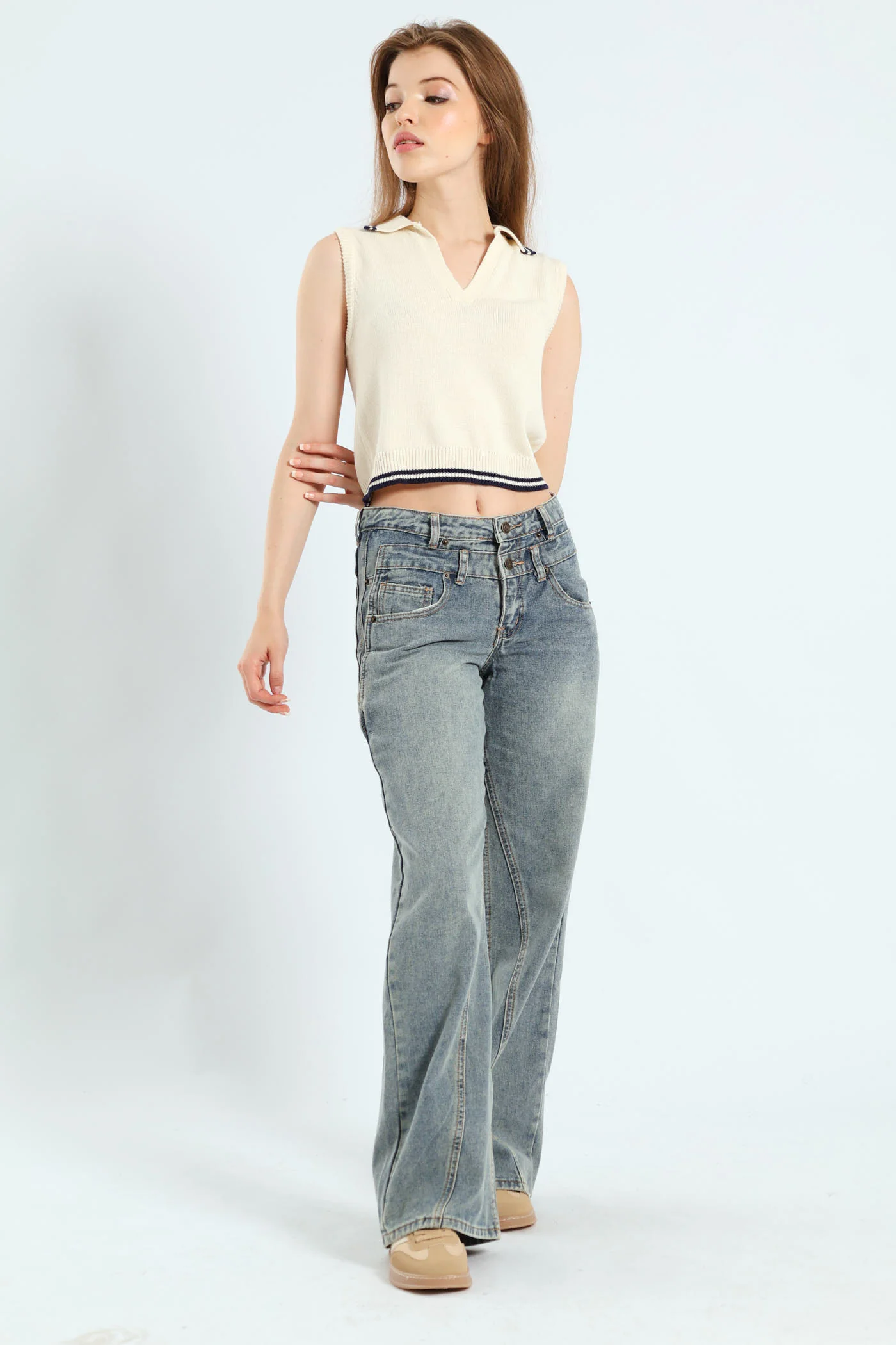 Baggy Denim Jean - Mid Blue - Image 2