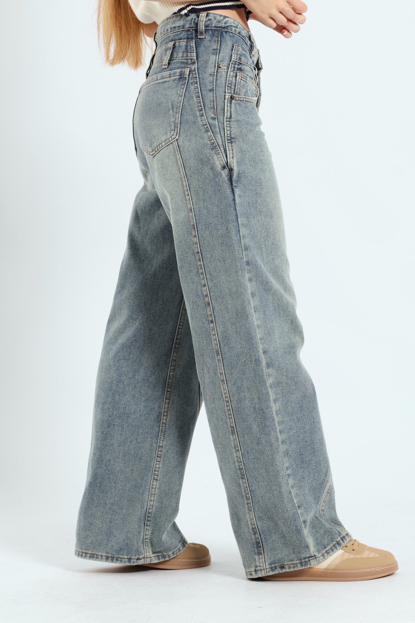 Baggy Denim Jean - Mid Blue - Image 3