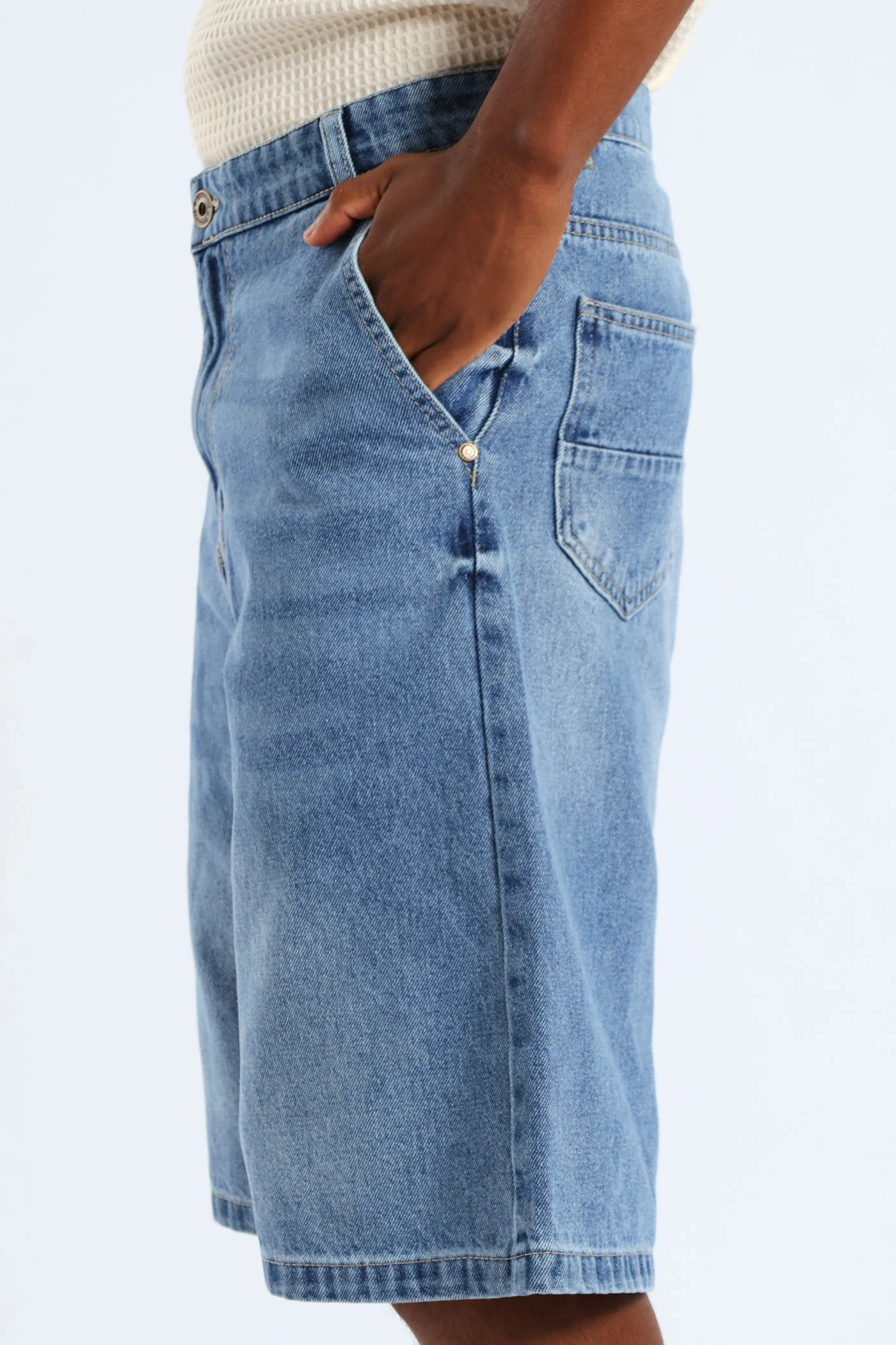 Baggy Denim Shorts - Blue - Image 3