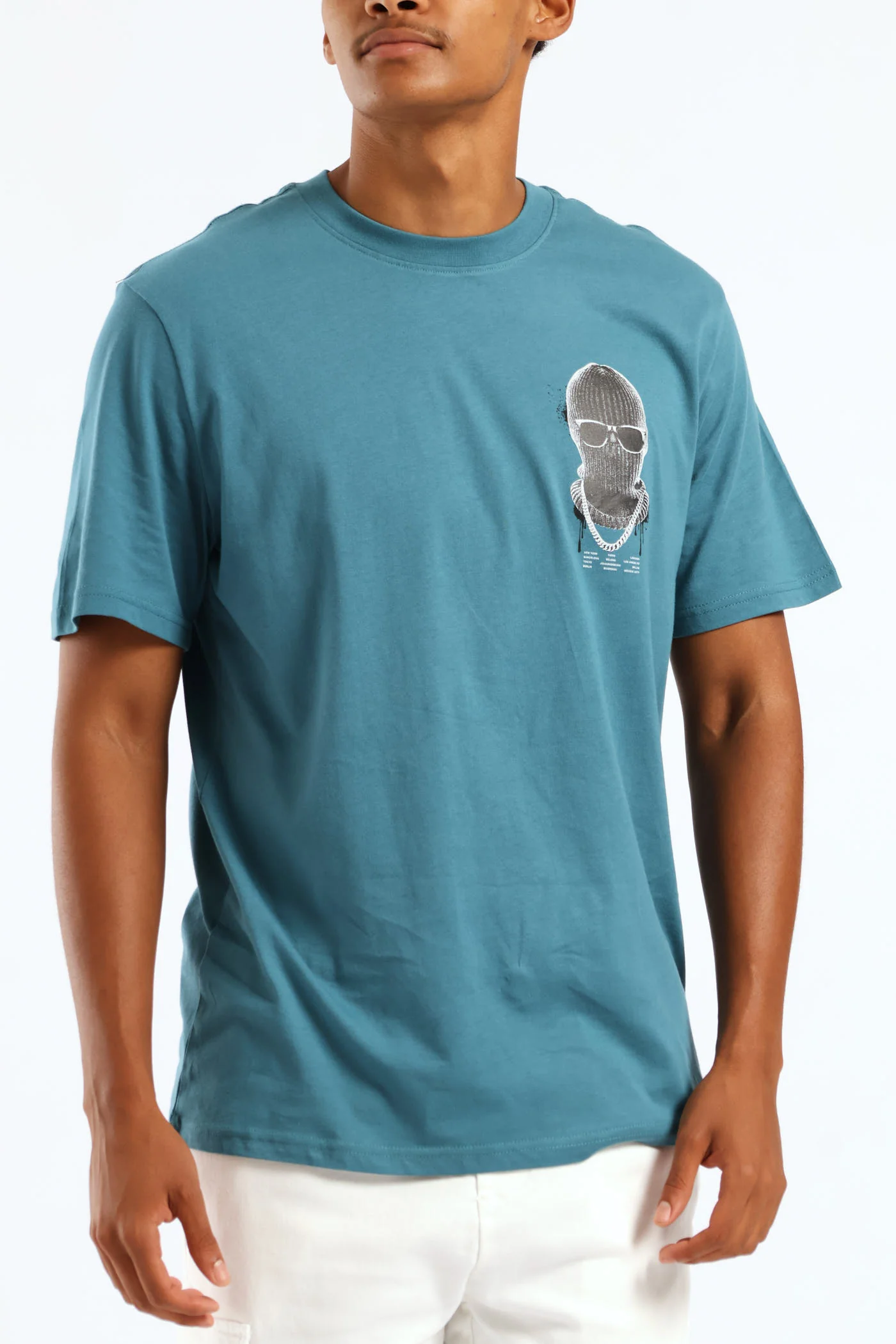 Balaclava Front Print Tee - Teal - Image 2