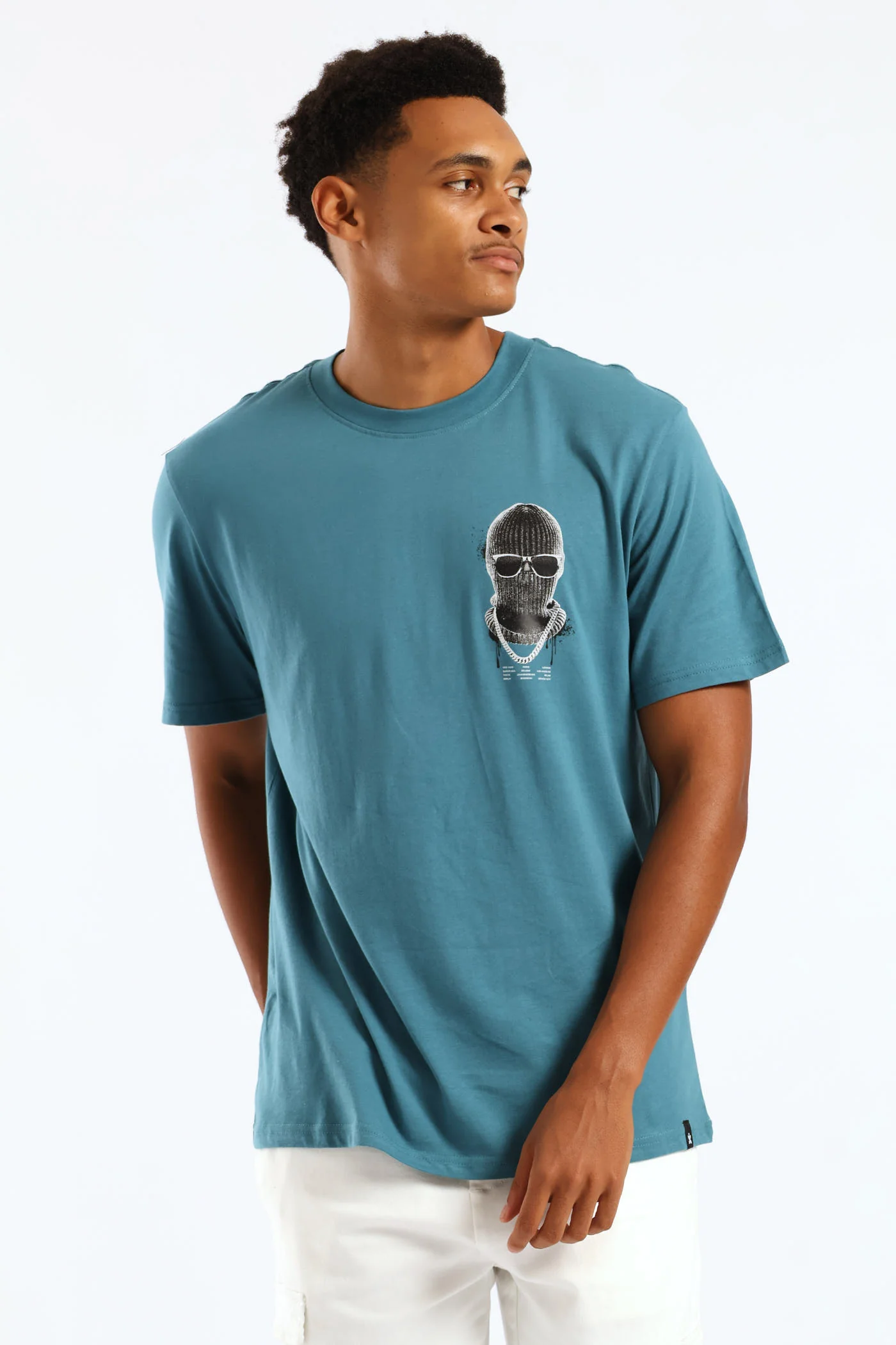 Balaclava Front Print Tee - Teal - Image 3