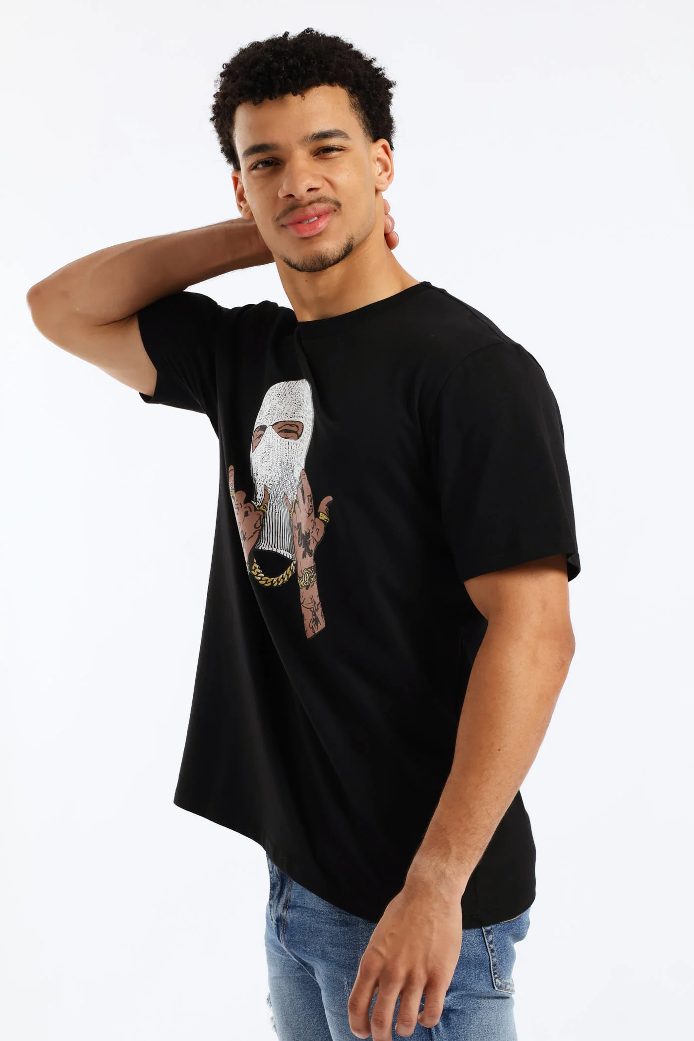 Balaclava Print Tee - Black - Image 2