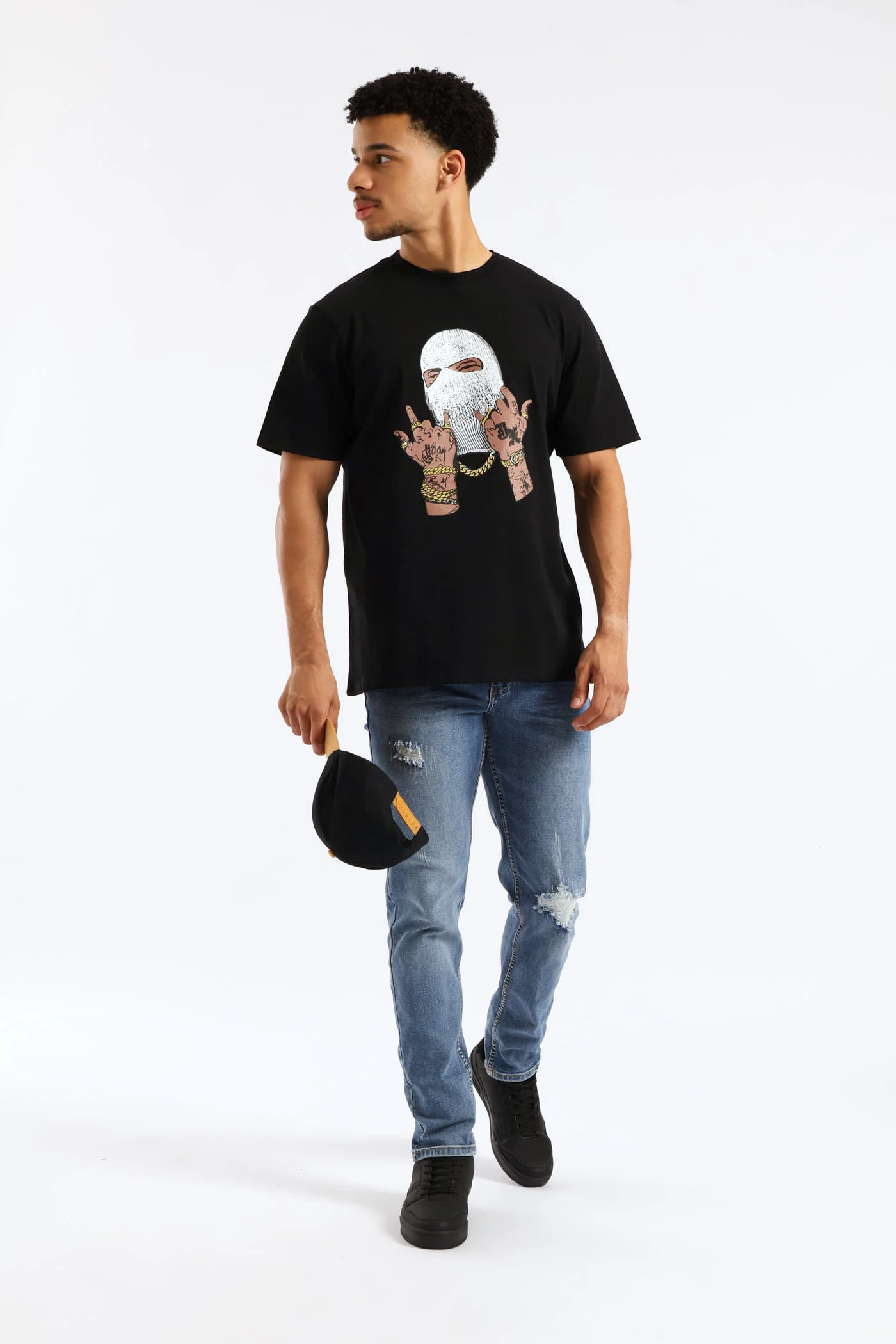 Balaclava Print Tee - Black - Image 4
