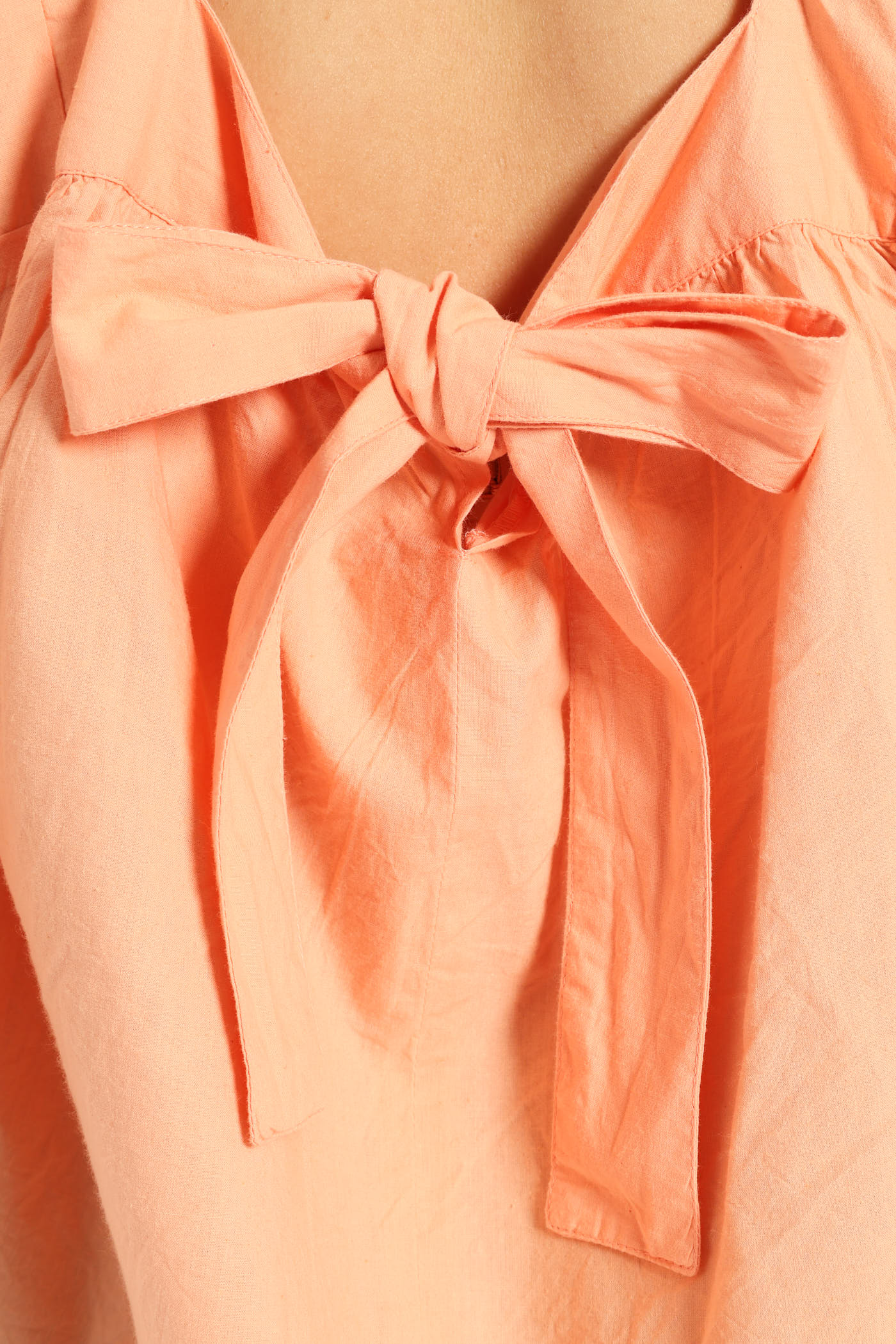Balloon Sleeve Rick-Rack Detail Square Neck Blouse - Light Coral - Image 4