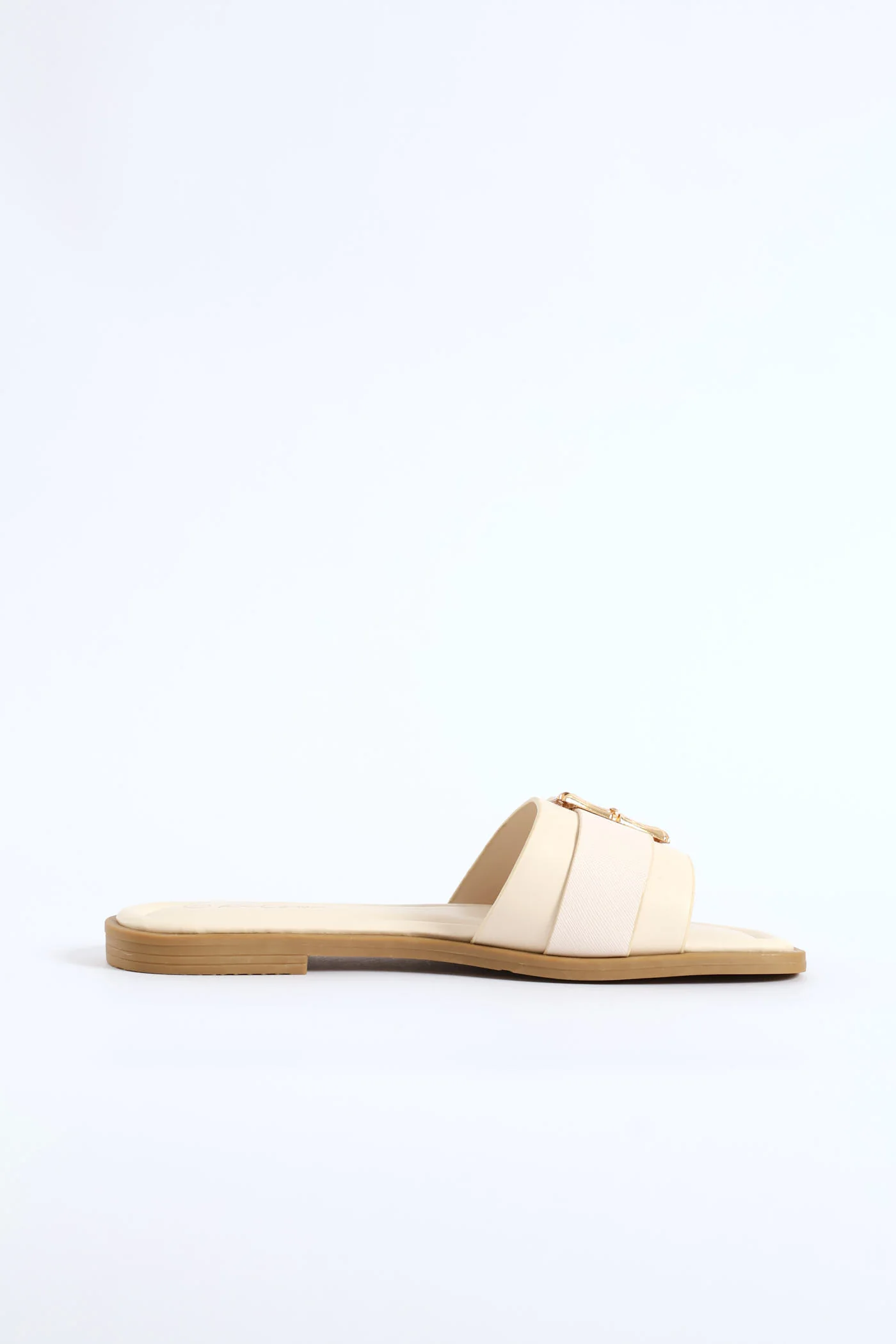 Bamboo Buckle Detail Single Band Sandal - White - Image 3