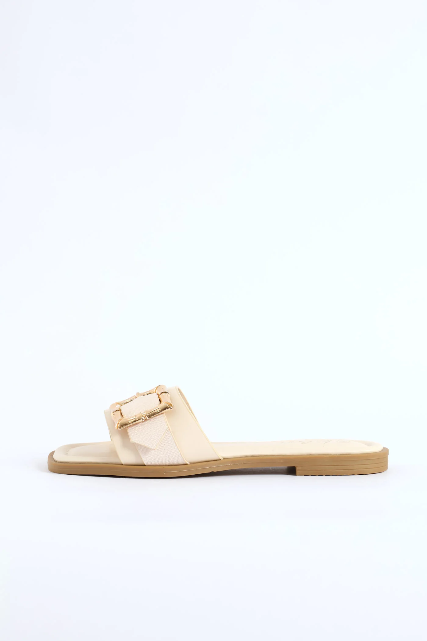 Bamboo Buckle Detail Single Band Sandal - White - Image 4
