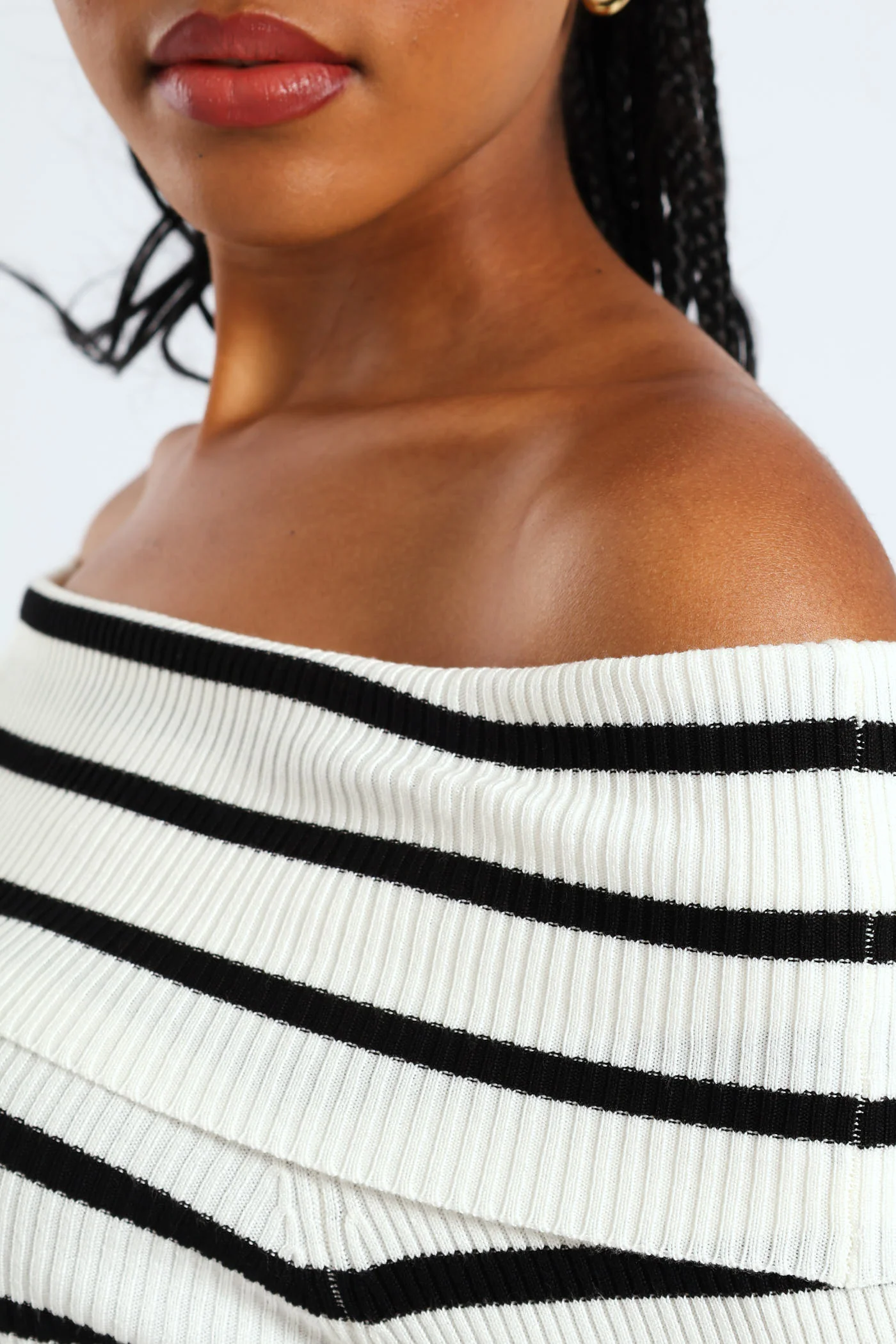Bardot Stripe Knitwear Top - White/Black - Image 2