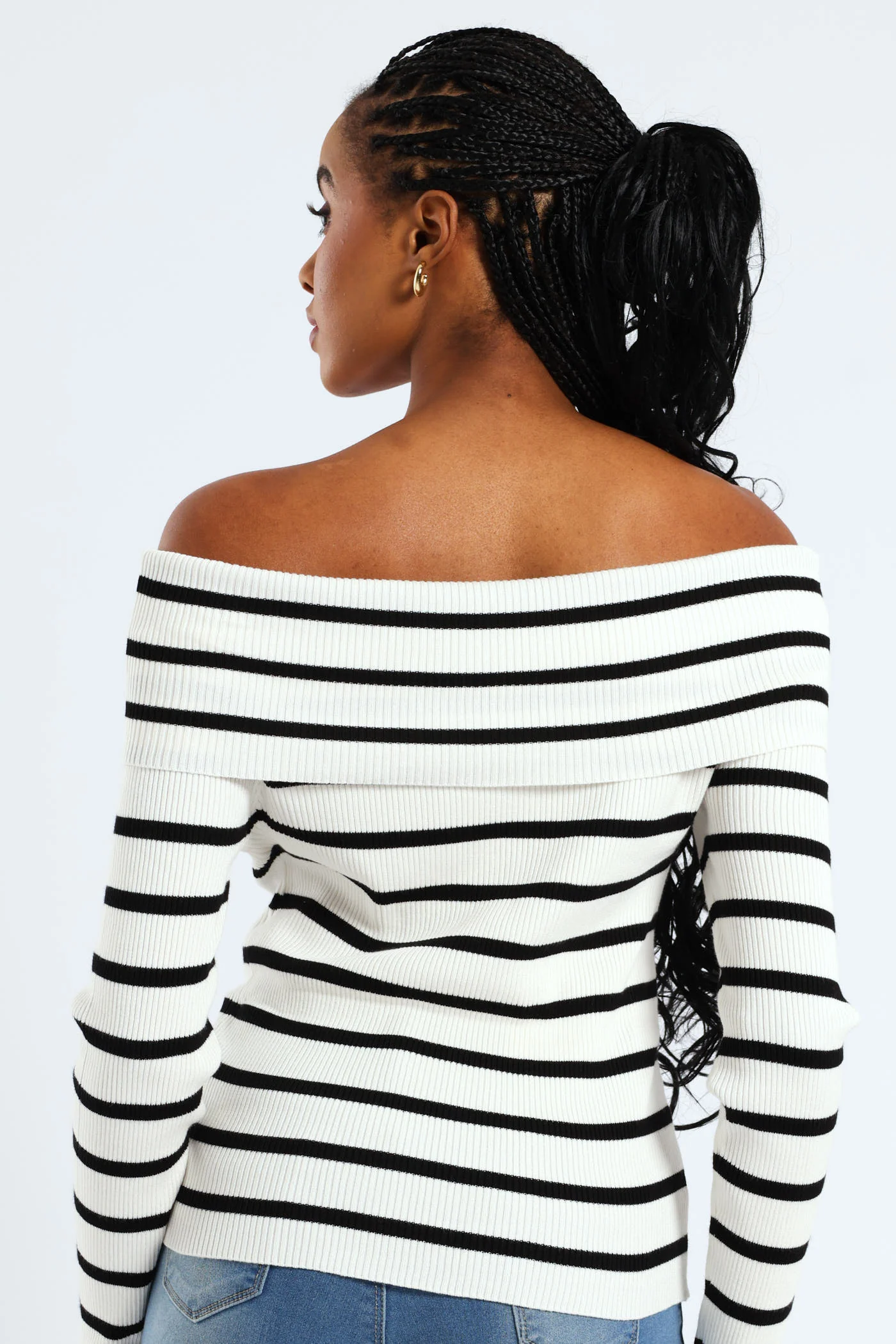 Bardot Stripe Knitwear Top - White/Black - Image 3