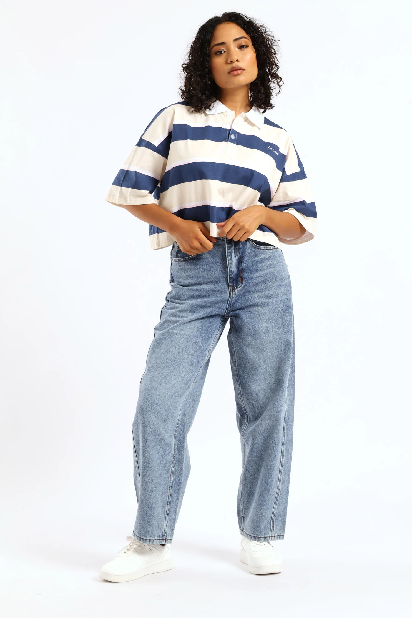 Barrel Leg Denim - Mid Wash - Image 3