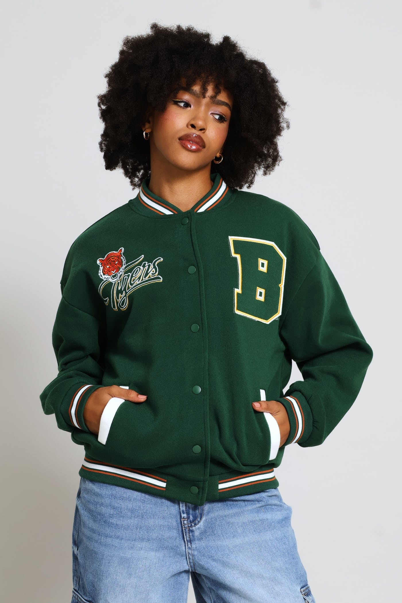 Baseball Fleece Jacket - Bottle Green - Image 4