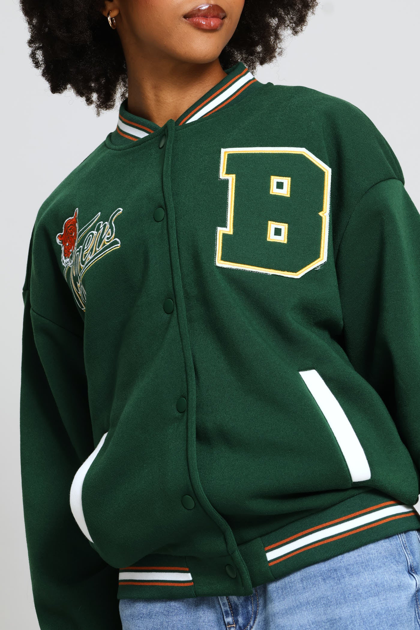 Baseball Fleece Jacket - Bottle Green - Image 6