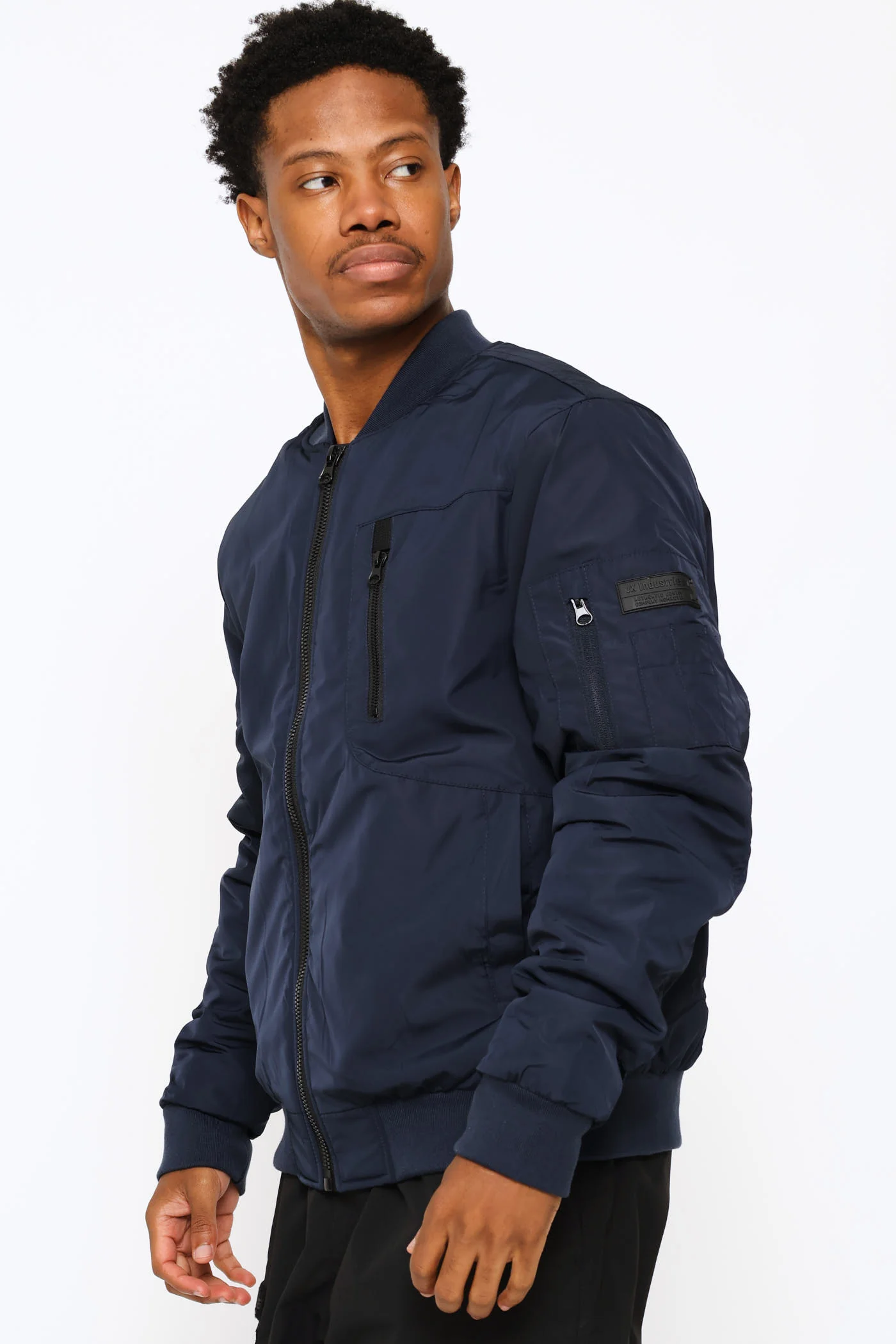 Basic Bomber Jacket - Navy - Image 3