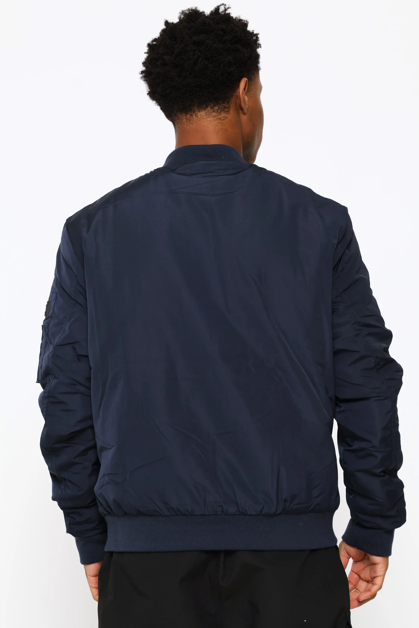 Basic Bomber Jacket - Navy - Image 4