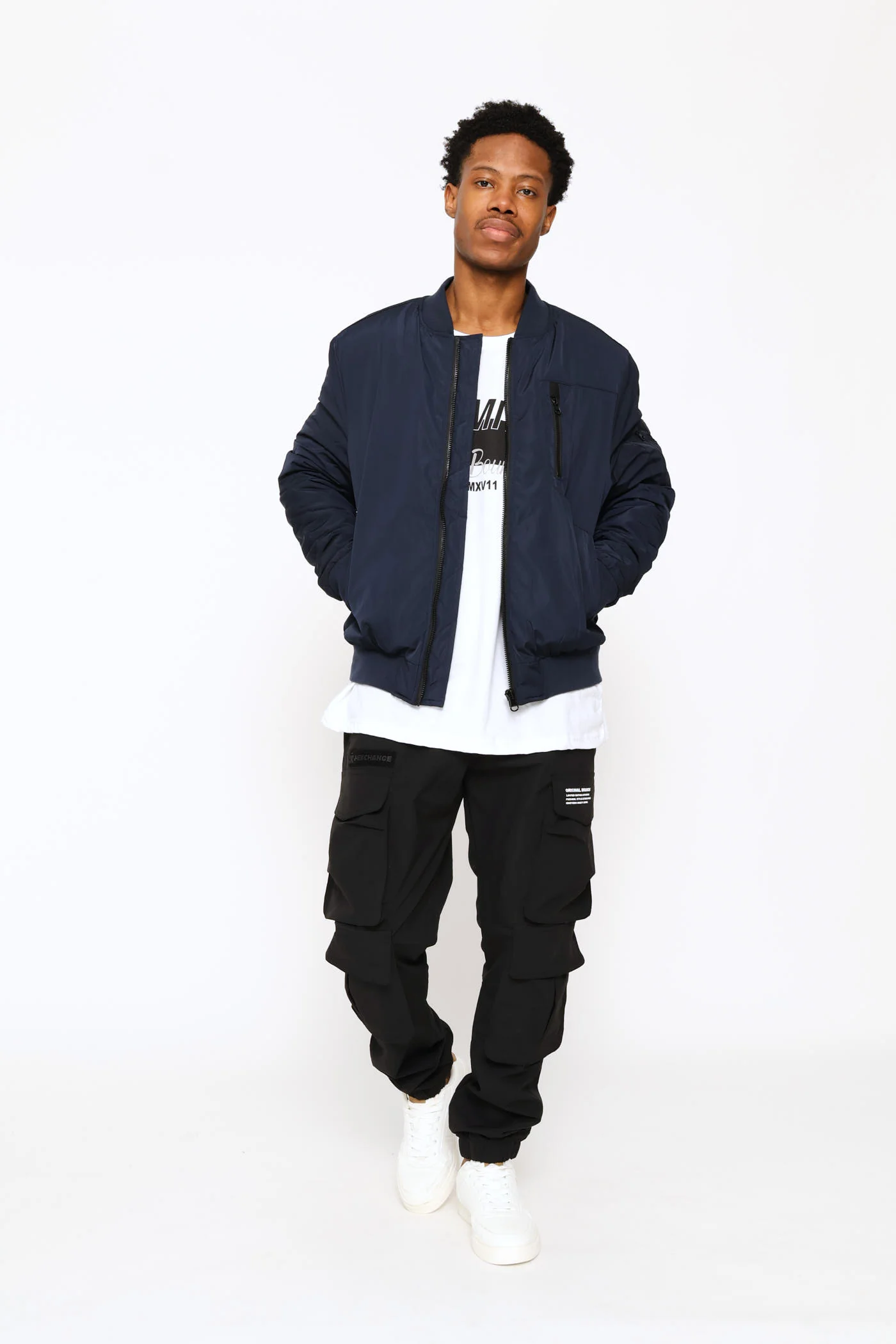 Basic Bomber Jacket - Navy - Image 5