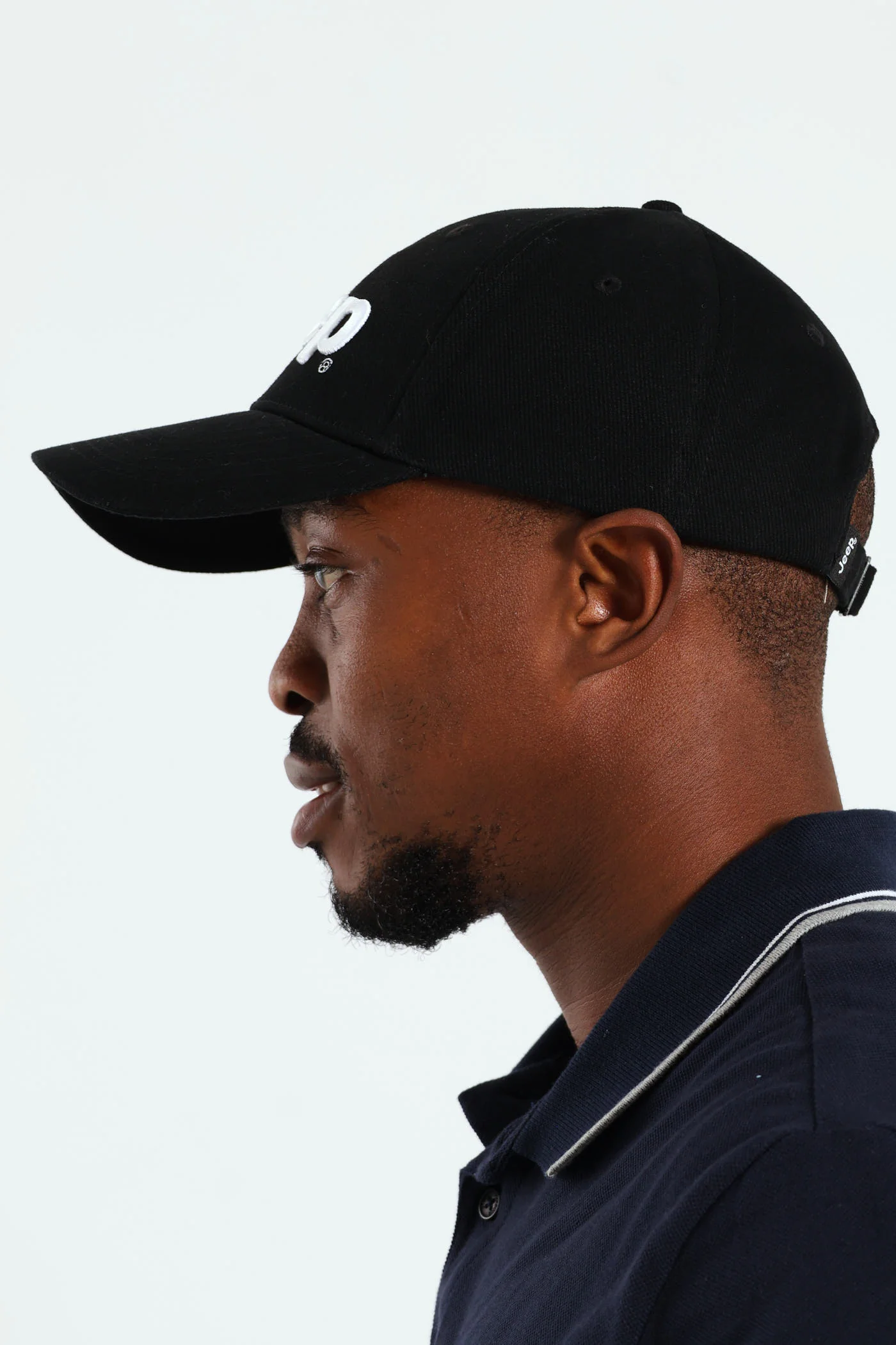 Basic Branded Peak Cap - Black - Image 2