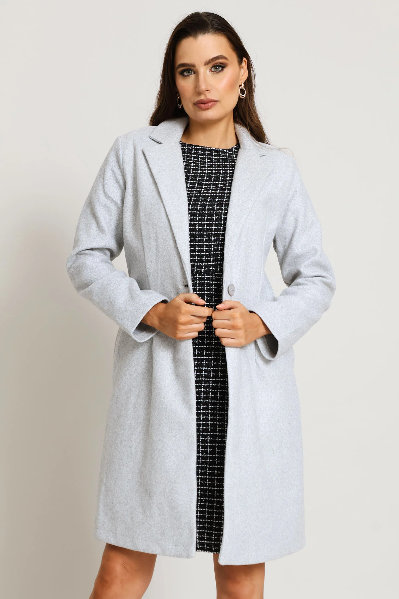 Basic Button Coat - Grey - Image 2
