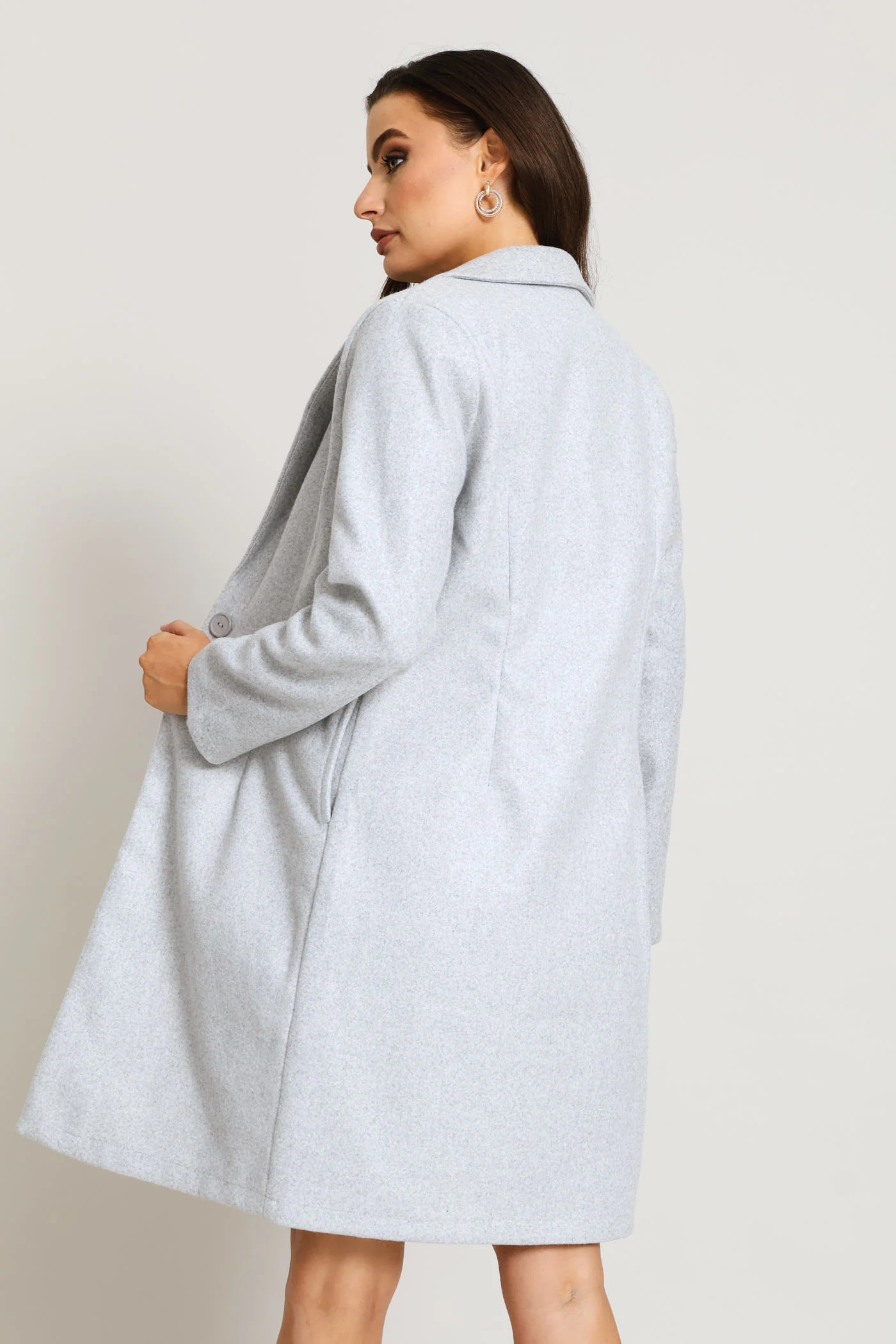 Basic Button Coat - Grey - Image 3