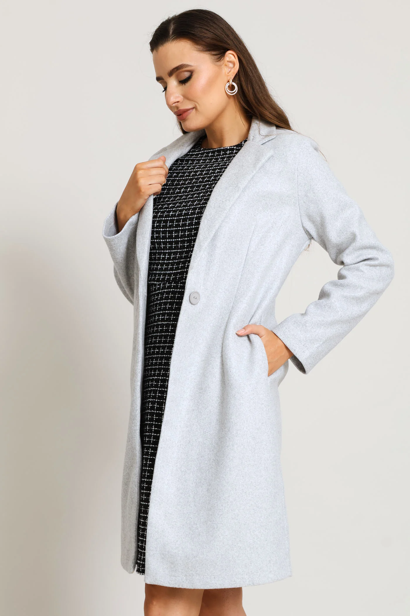 Basic Button Coat - Grey - Image 6