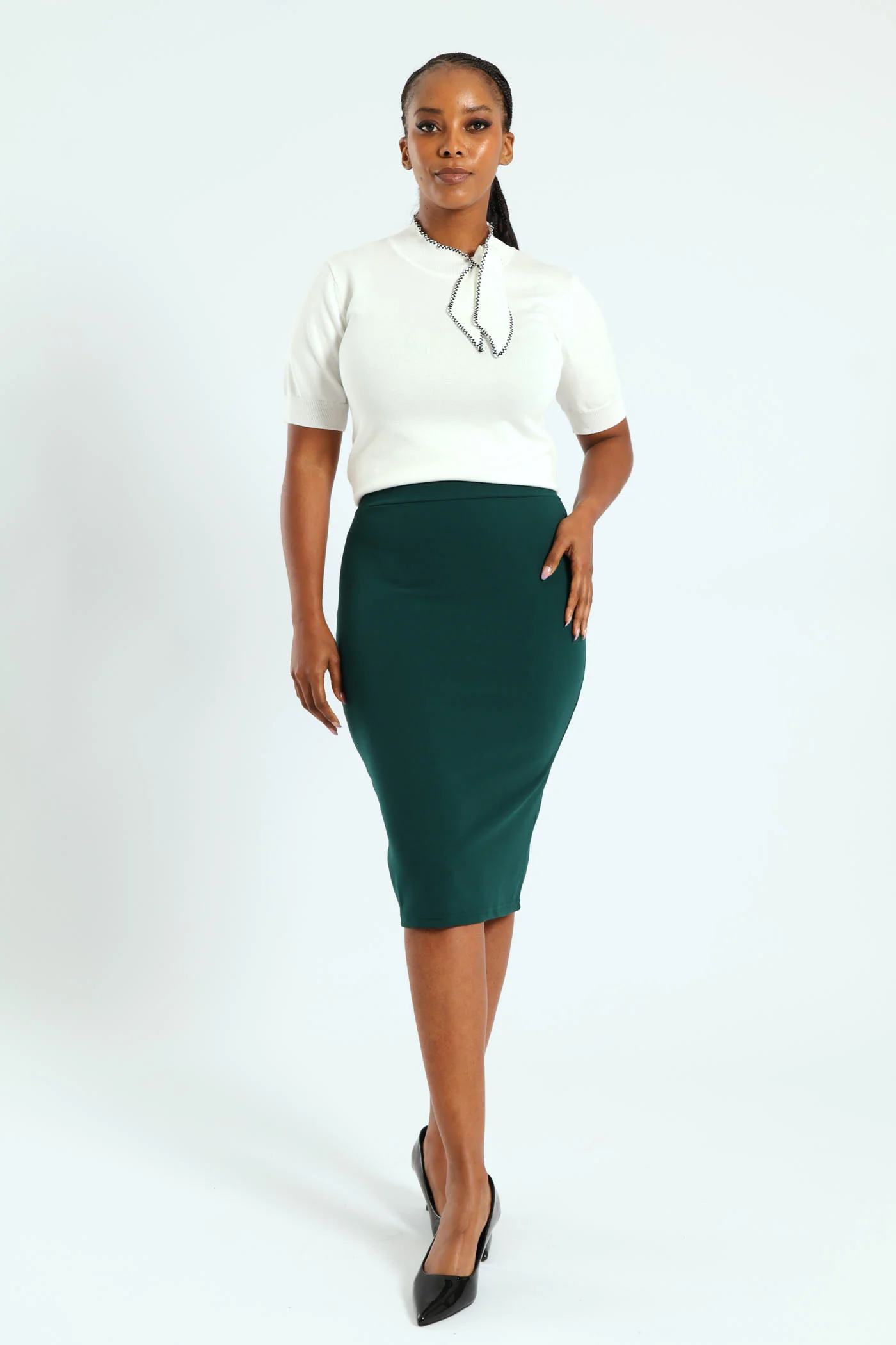 Basic Career Skirt - Emerald - Image 2