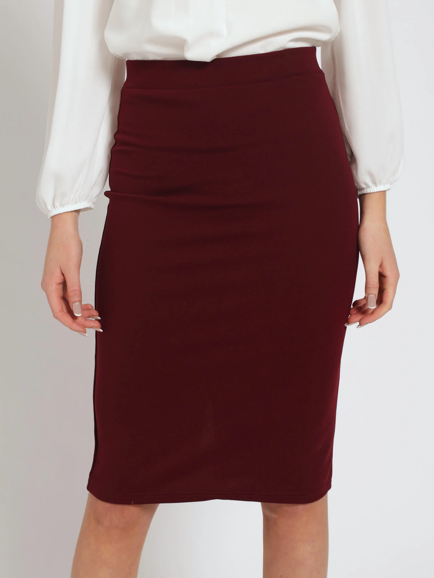 Basic Career Skirt - Wine - Image 2