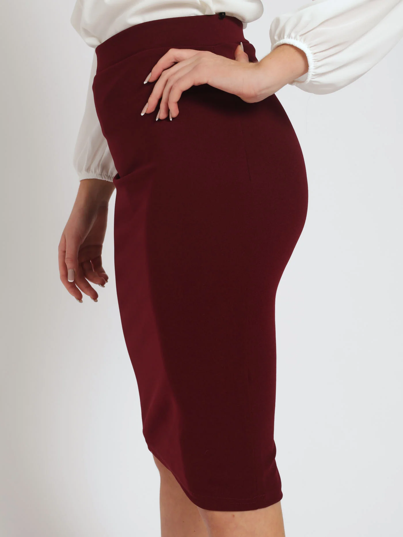 Basic Career Skirt - Wine - Image 3
