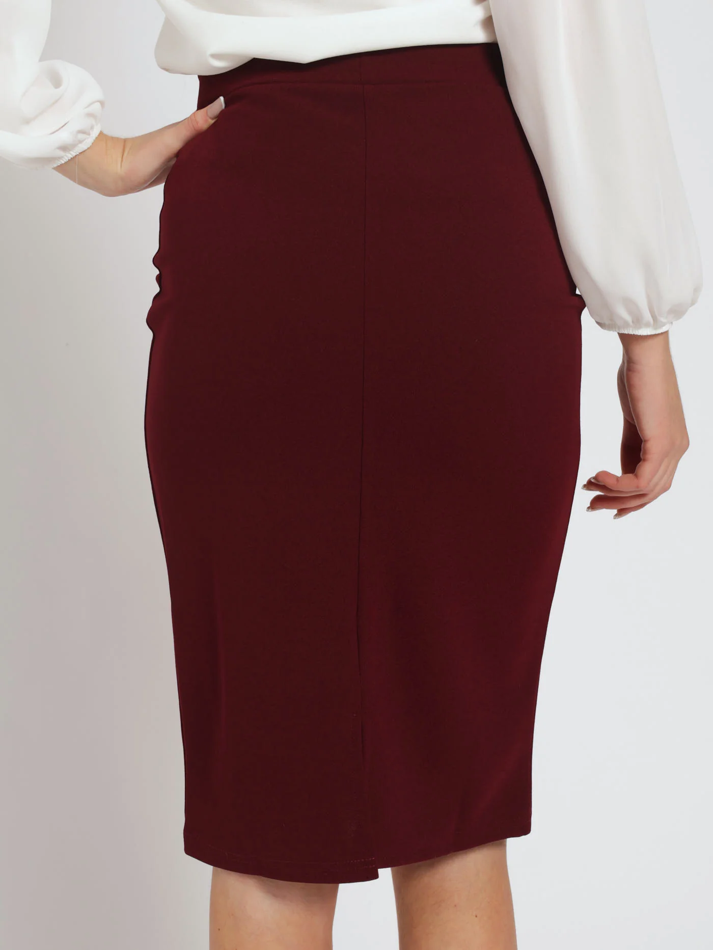 Basic Career Skirt - Wine - Image 4