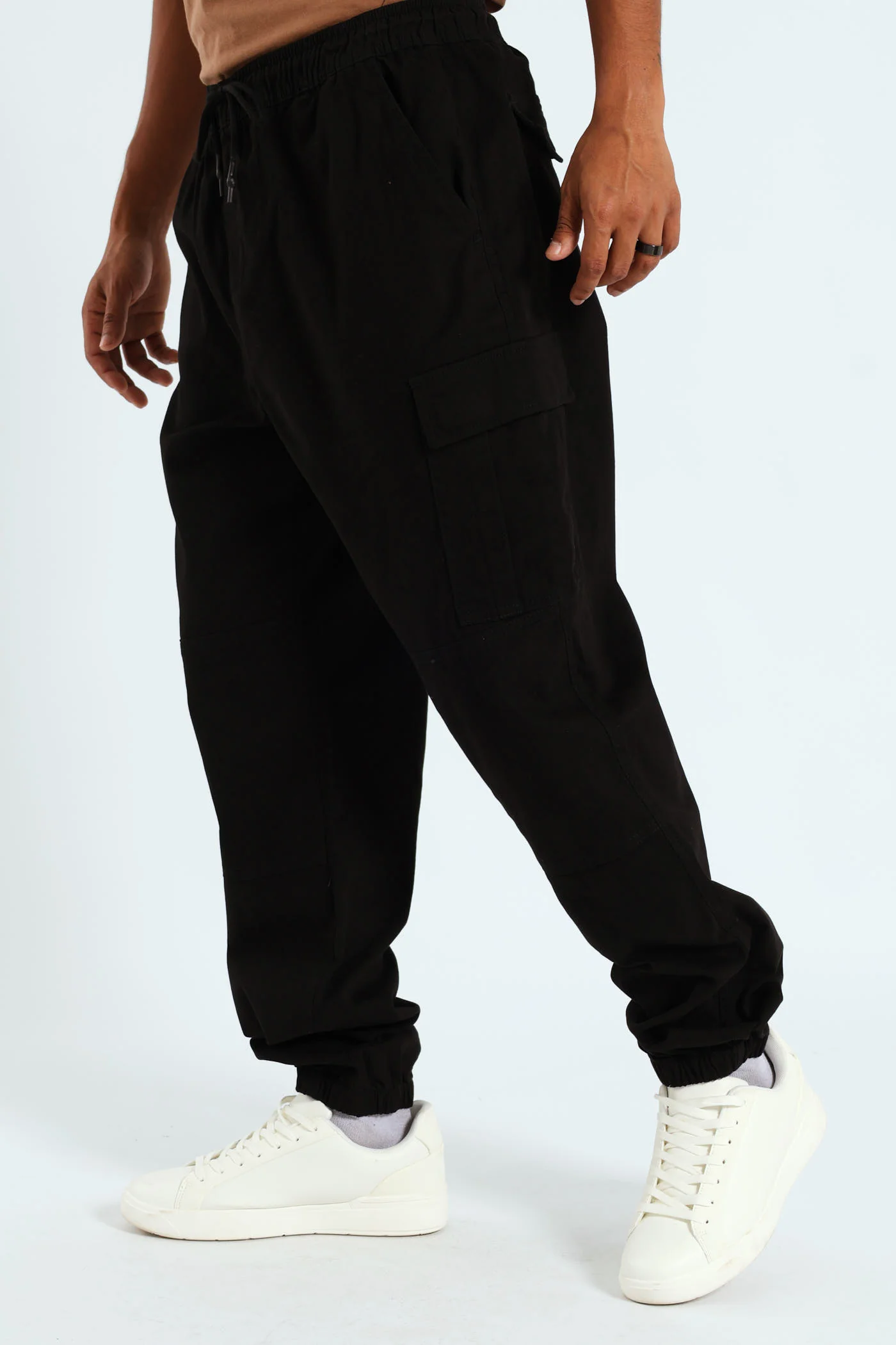 Basic Cargo Trousers - Black - Image 3