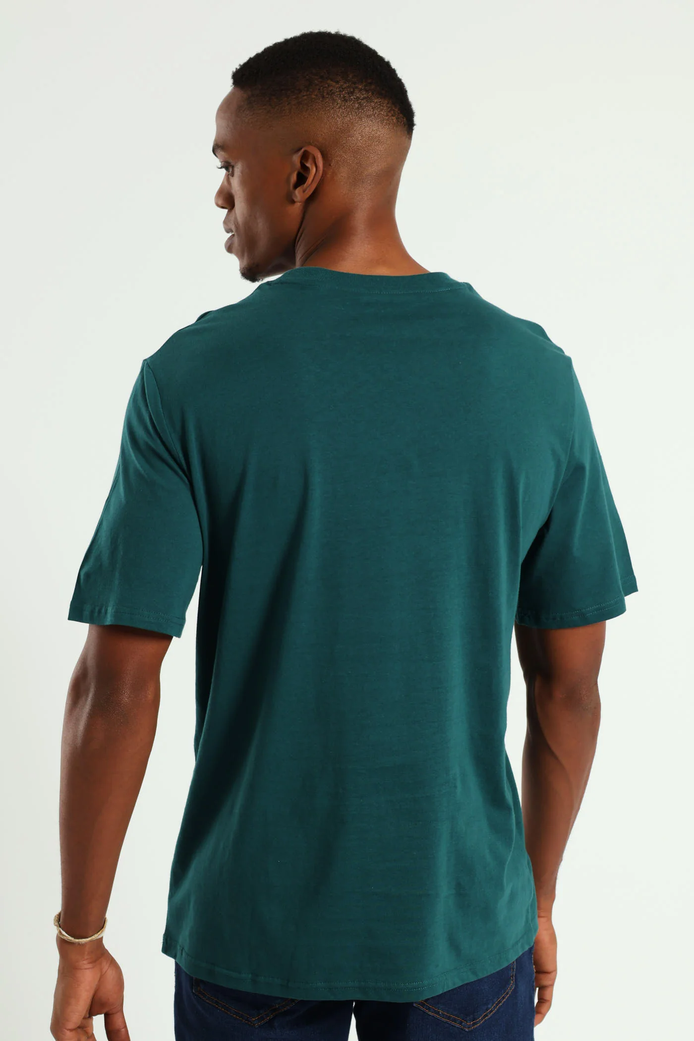 Basic Crew Neck T-Shirt - Teal - Image 4