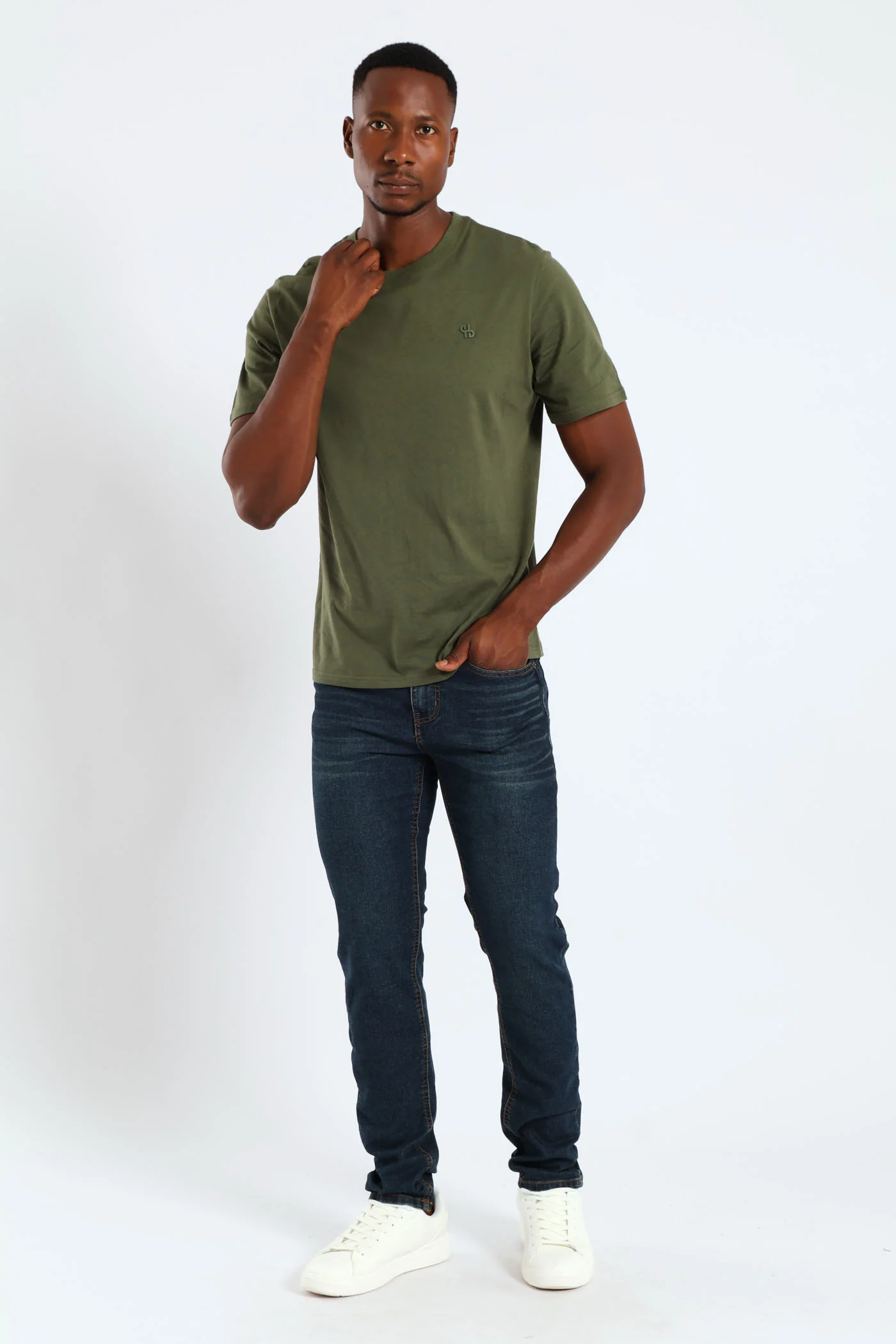 Basic Crew Neck Tee - Olive - Image 2