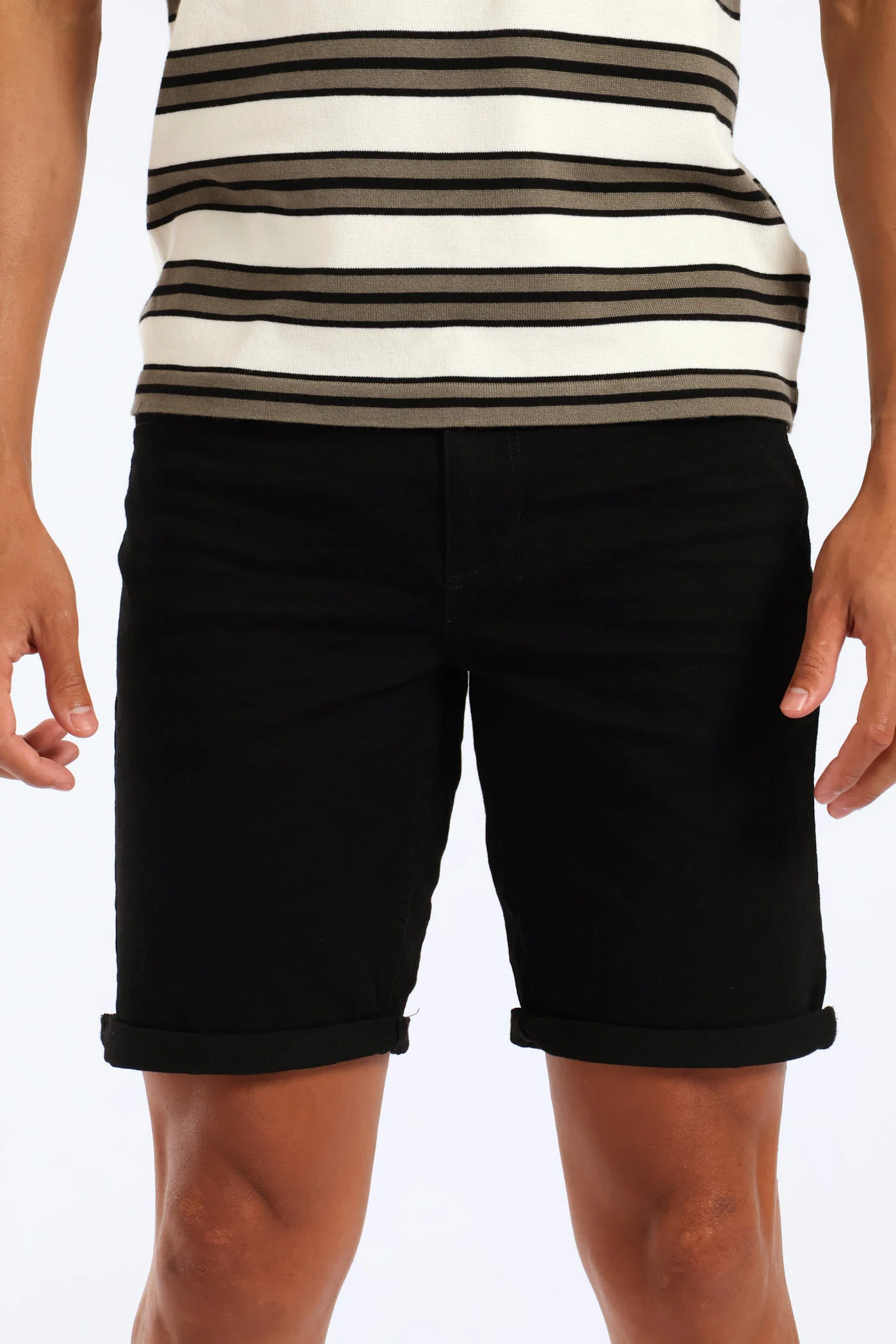 Basic Denim Shorts - Black - Image 2