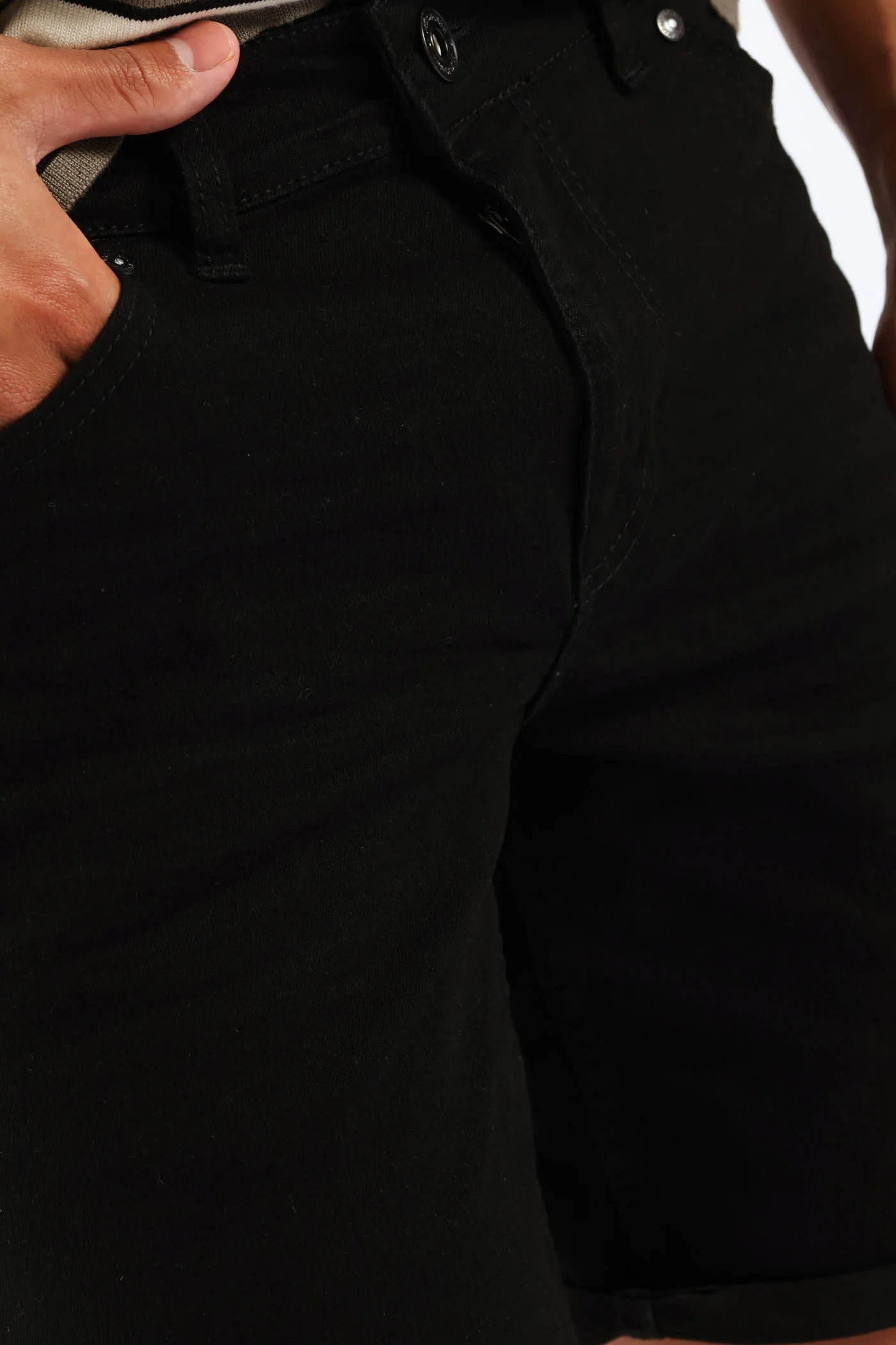 Basic Denim Shorts - Black - Image 5