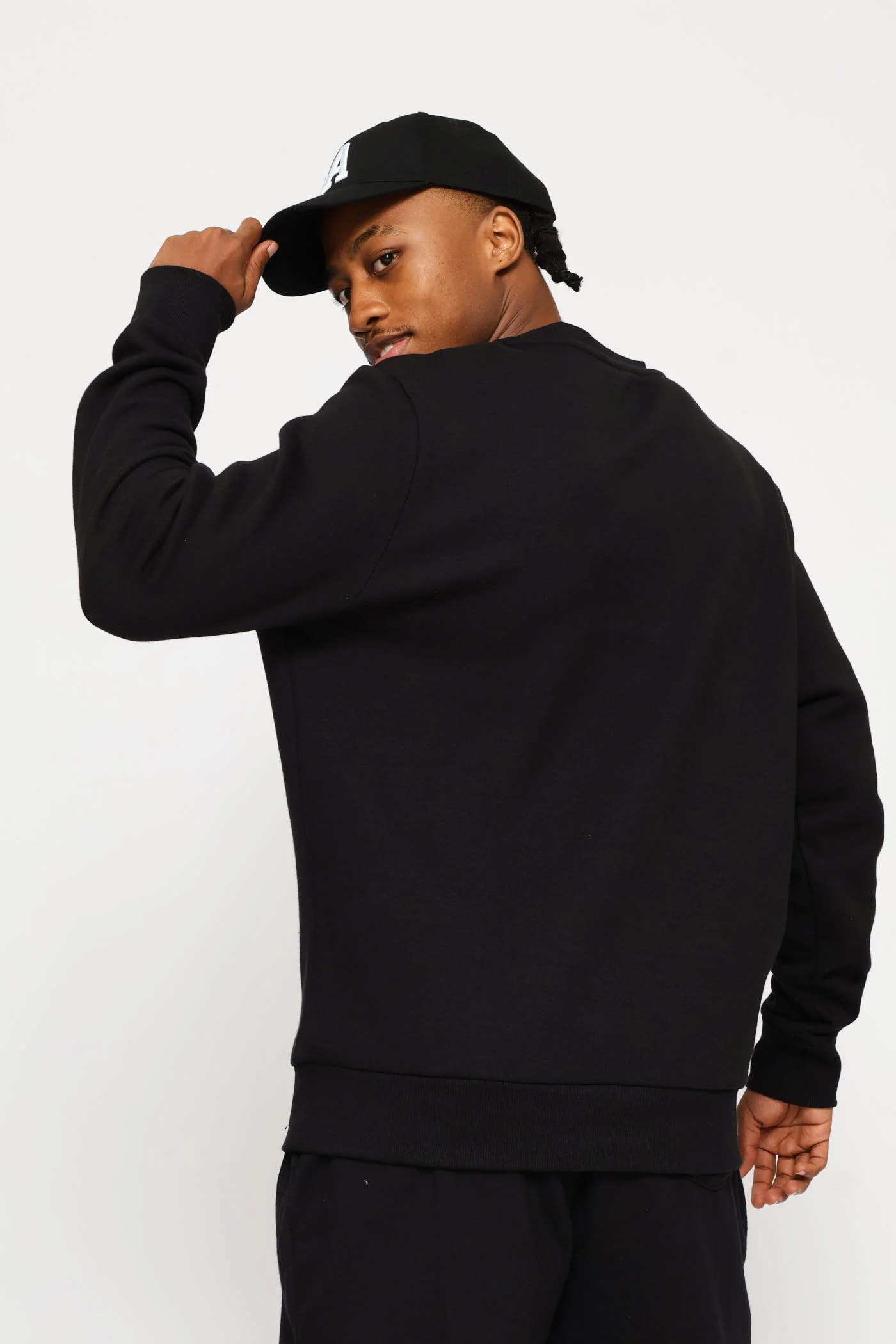 Basic Fleece Crew Top - Black - Image 2