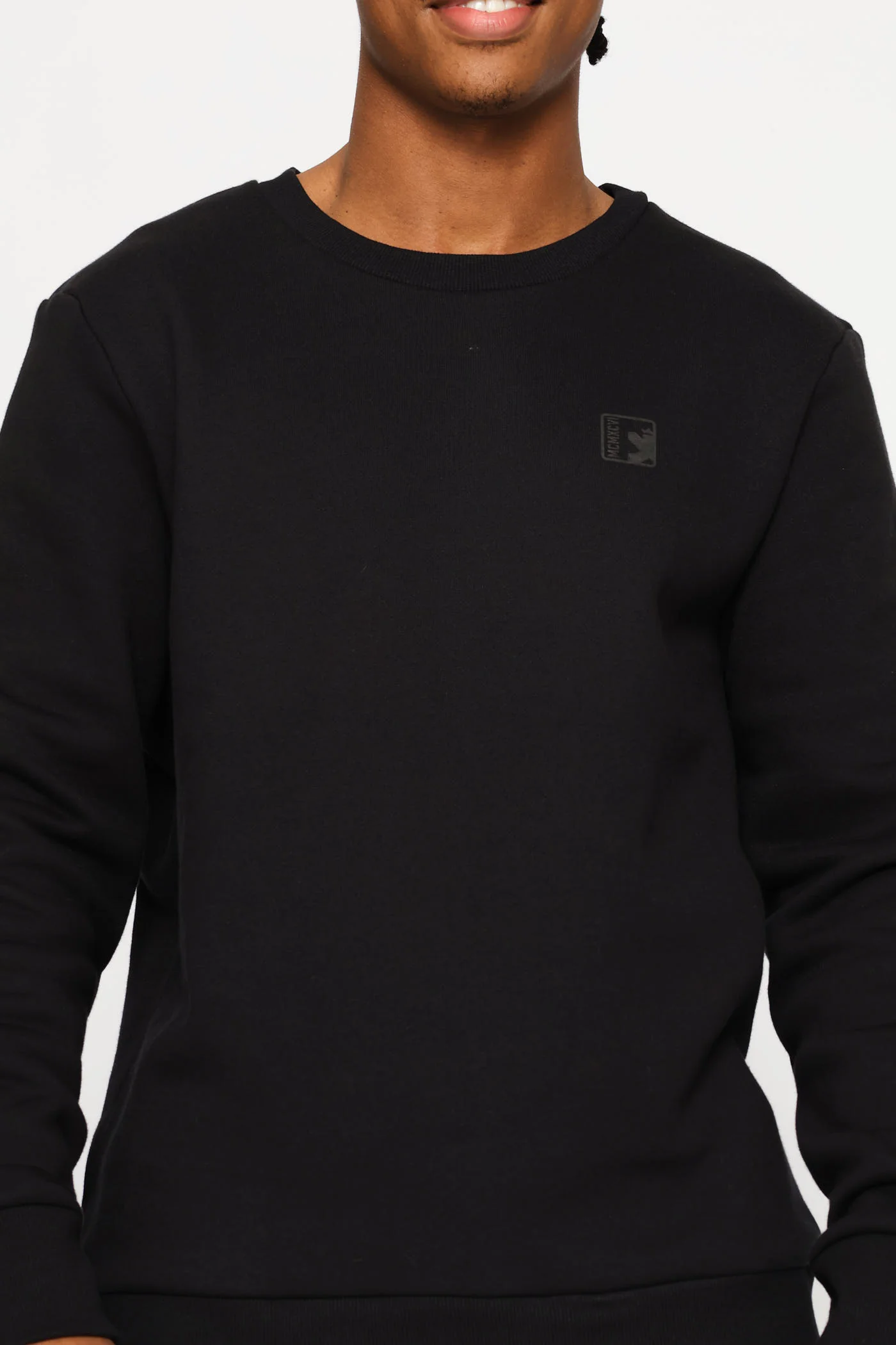 Basic Fleece Crew Top - Black - Image 3