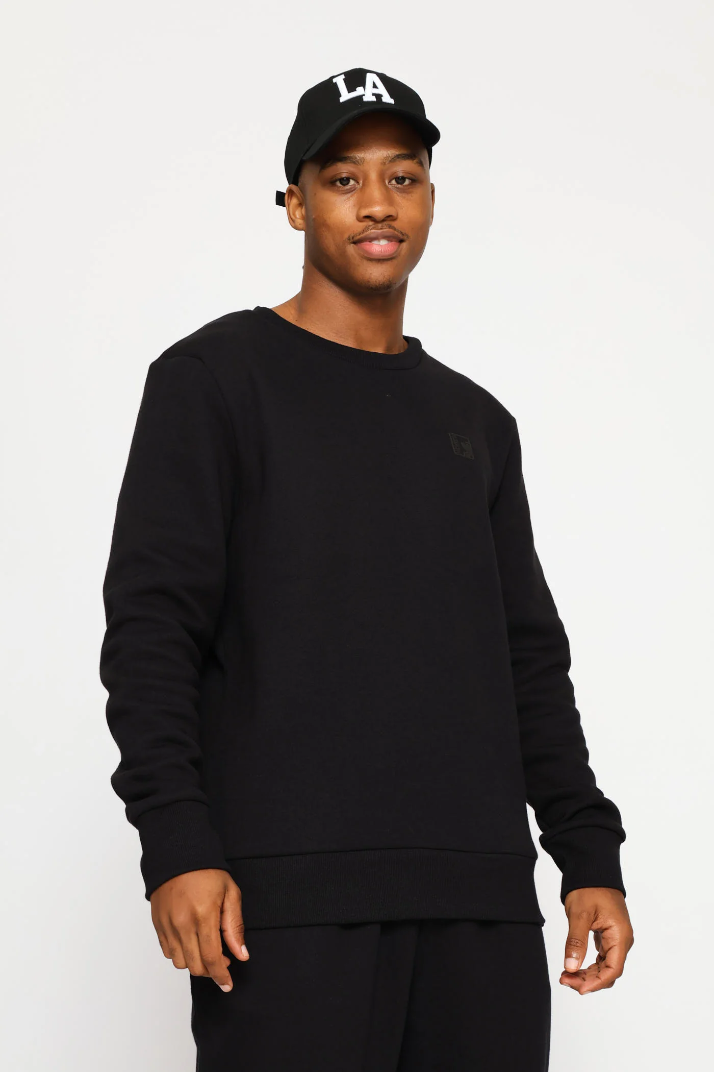 Basic Fleece Crew Top - Black - Image 4