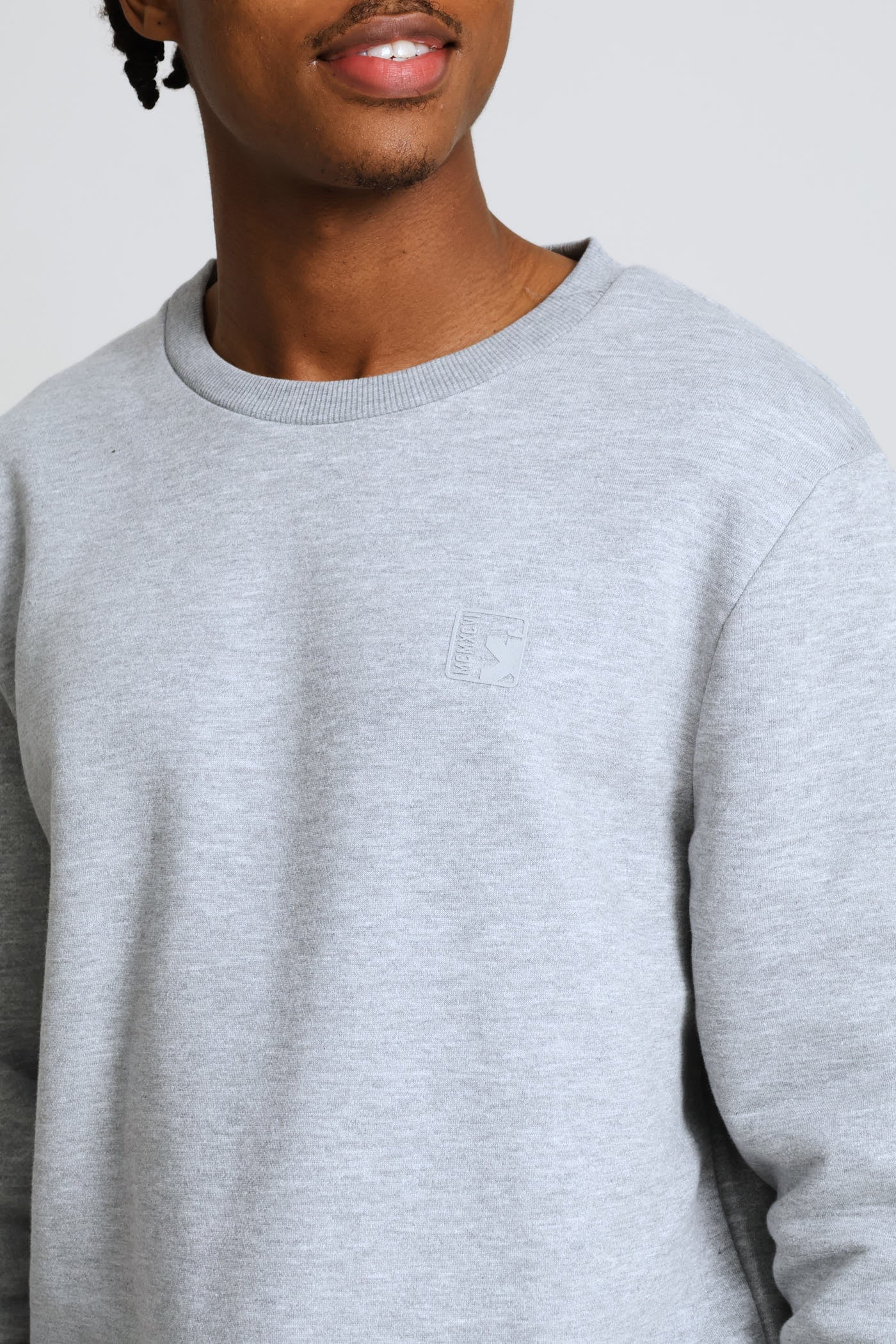 Basic Fleece Crew Top - Grey Melange - Image 2