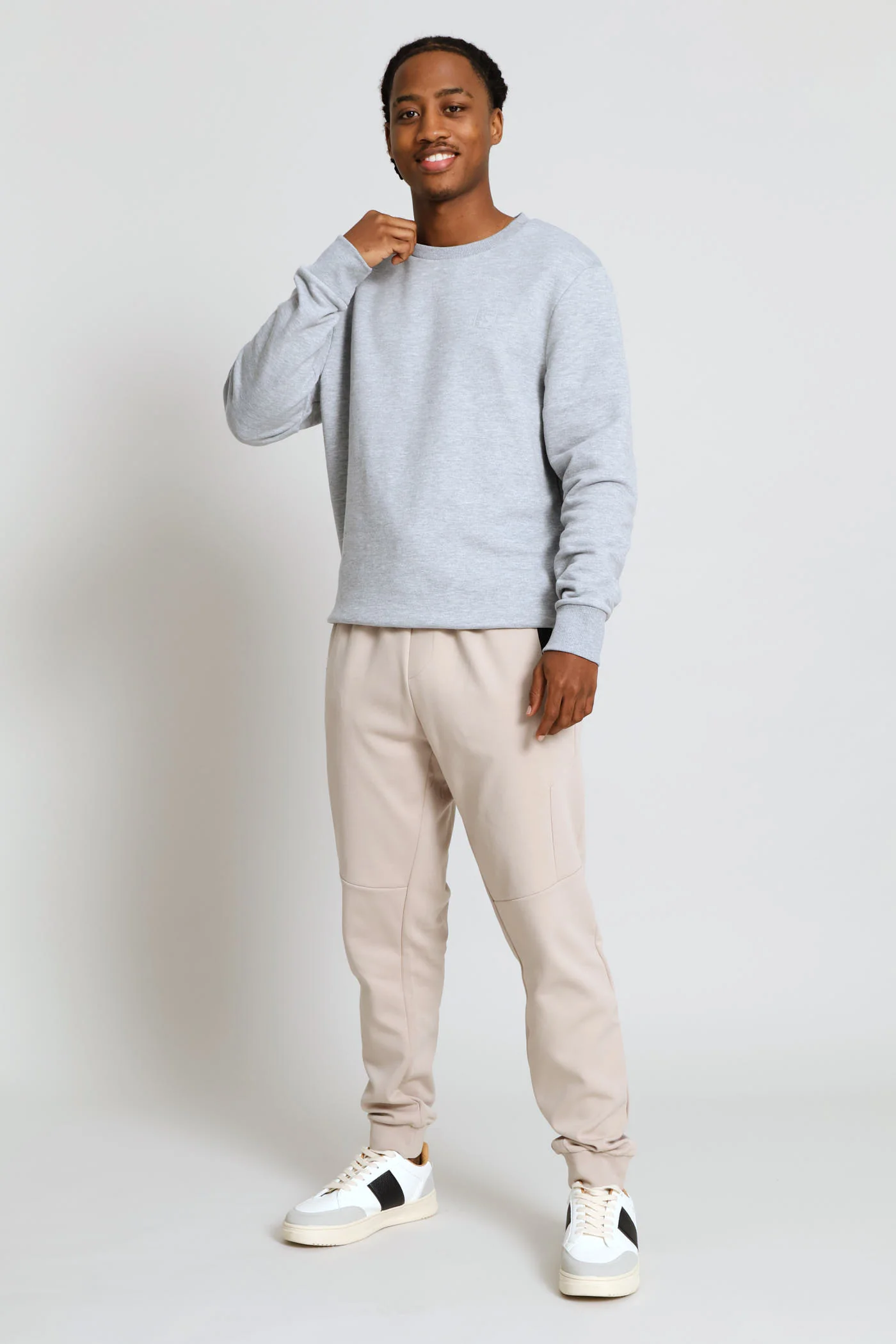 Basic Fleece Crew Top - Grey Melange - Image 5