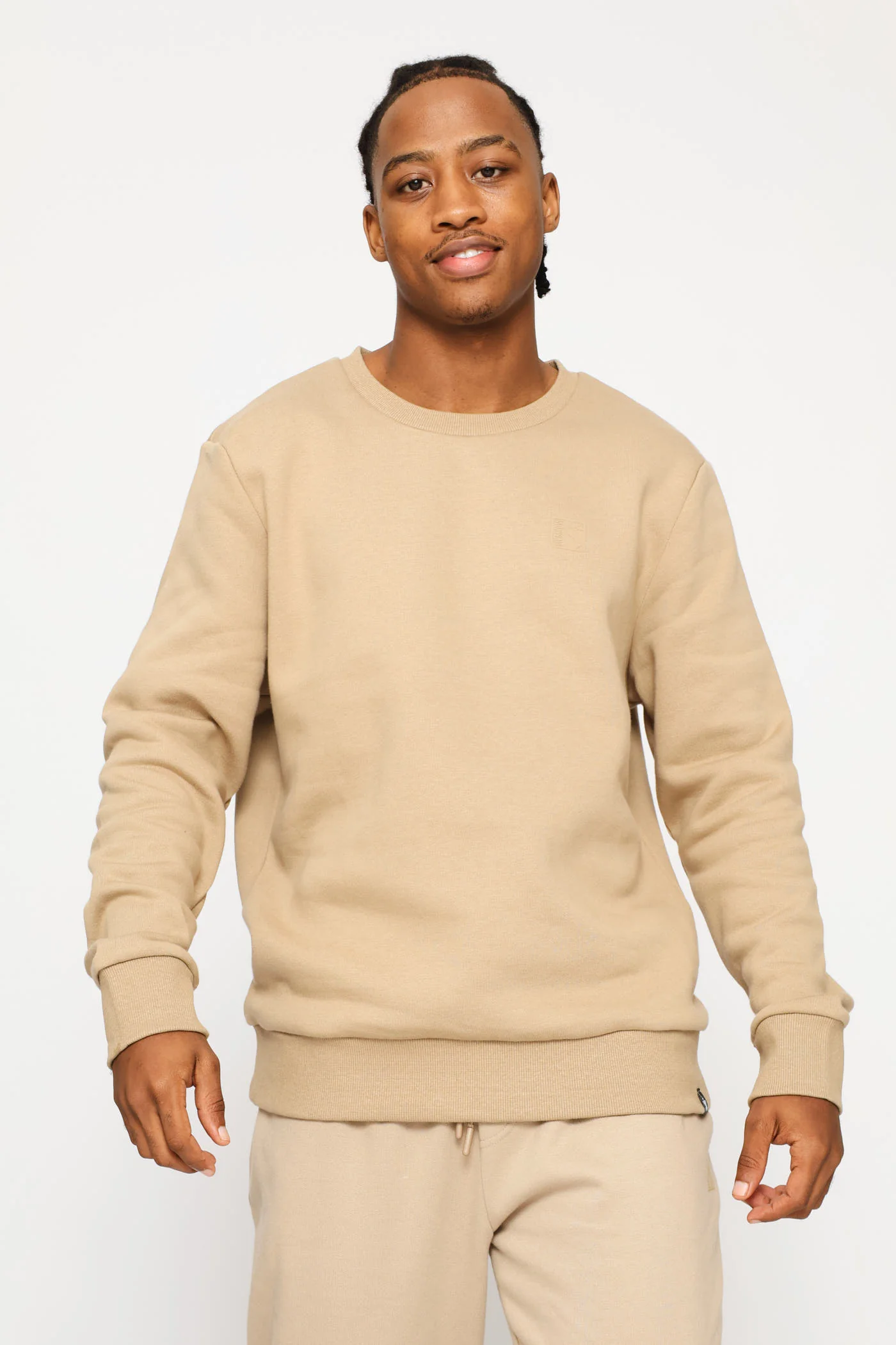 Basic Fleece Crew Top - Taupe - Image 3
