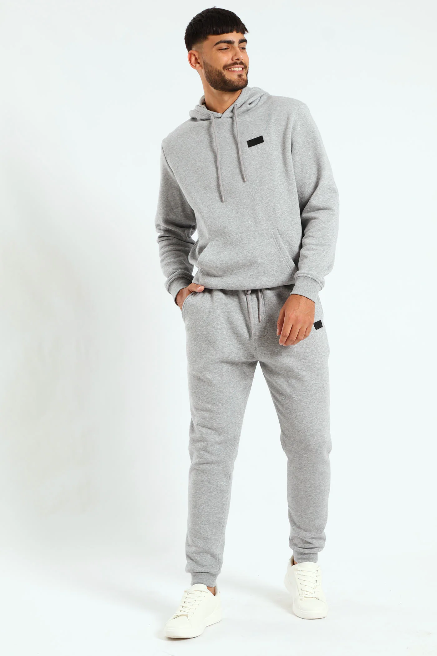 Basic Fleece Jogger - Grey Melange - Image 3