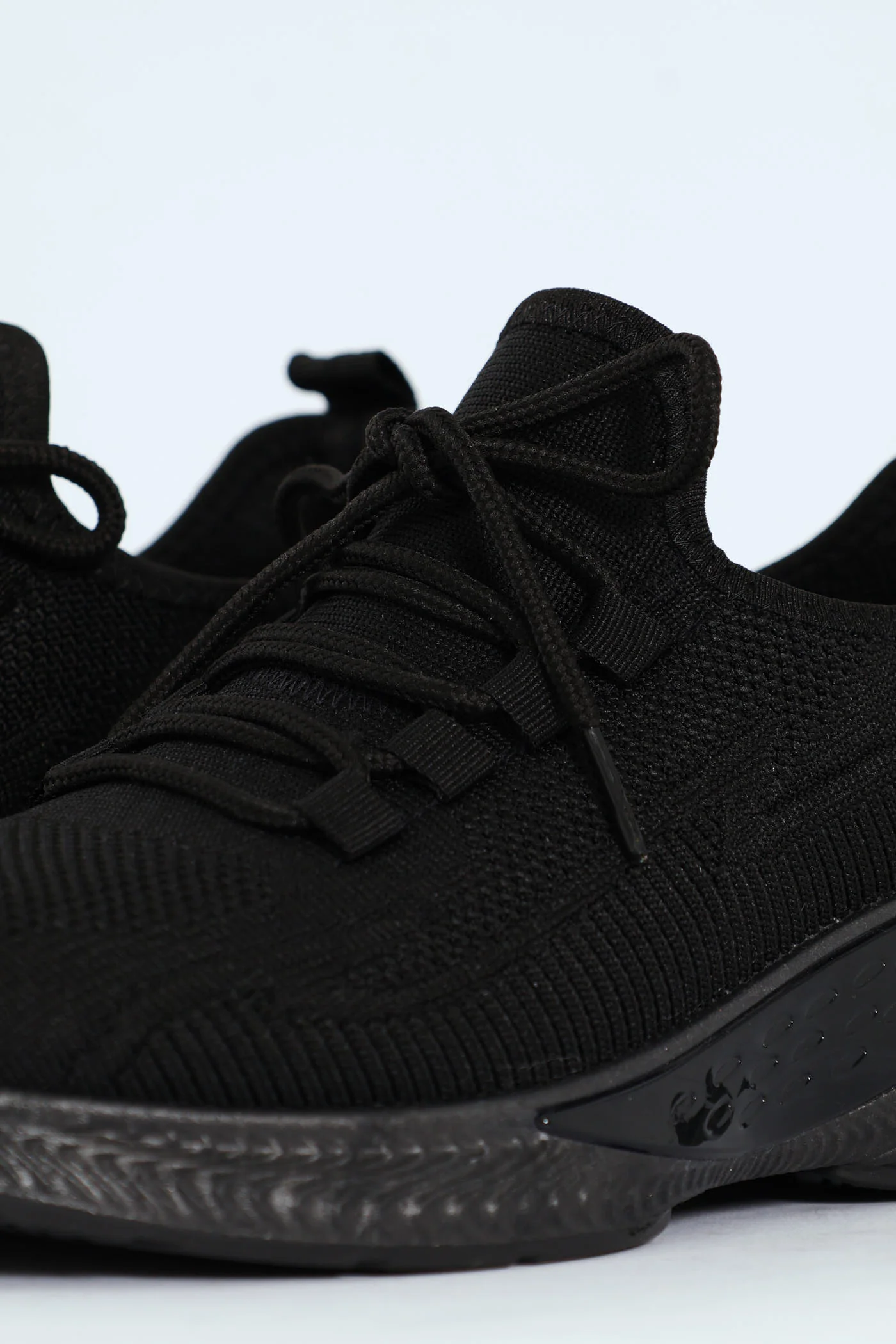 Basic Fly Knit Lace Up Slip On Sneaker - Black - Image 3