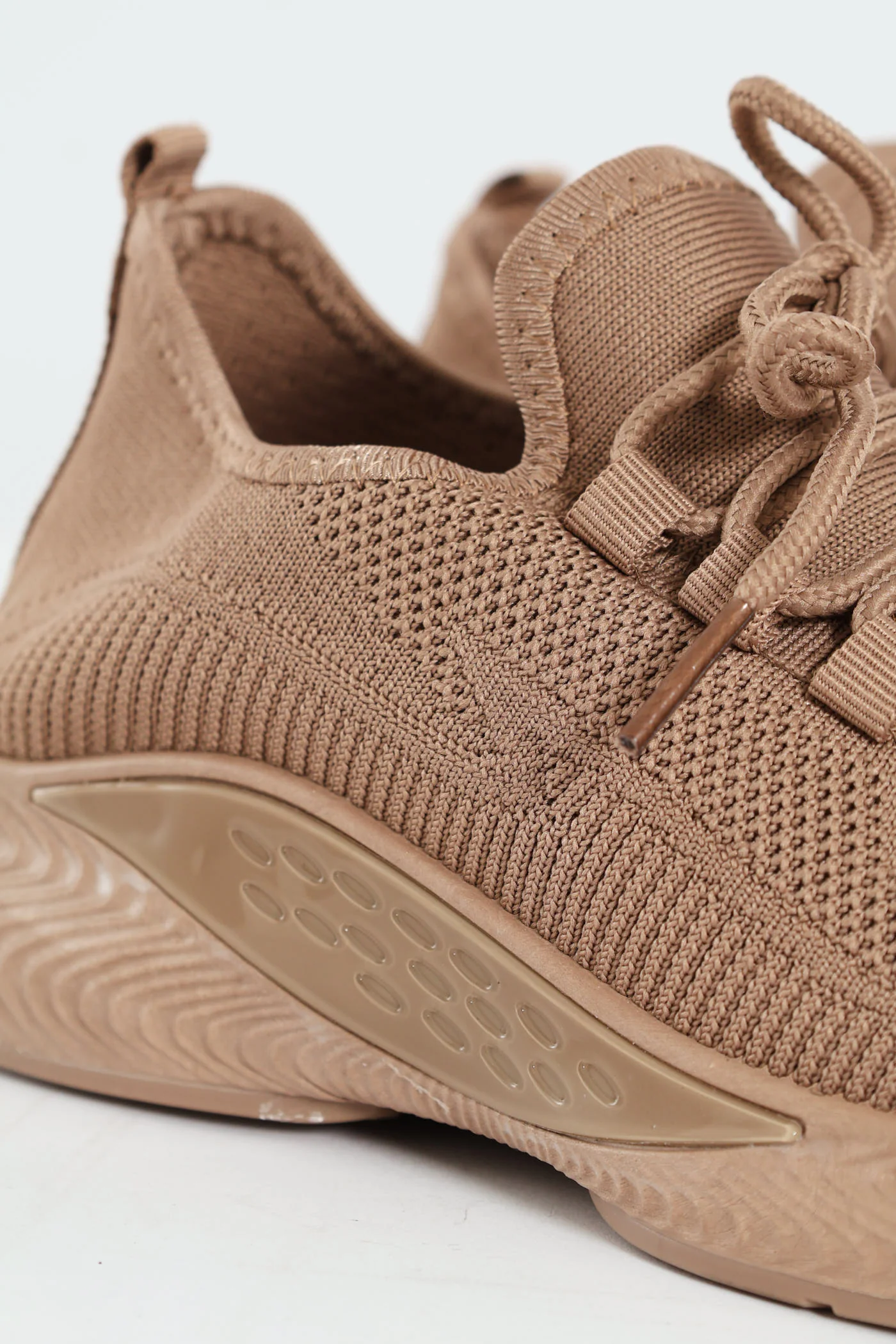 Basic Fly Knit Lace Up Slip On Sneaker - Taupe - Image 11