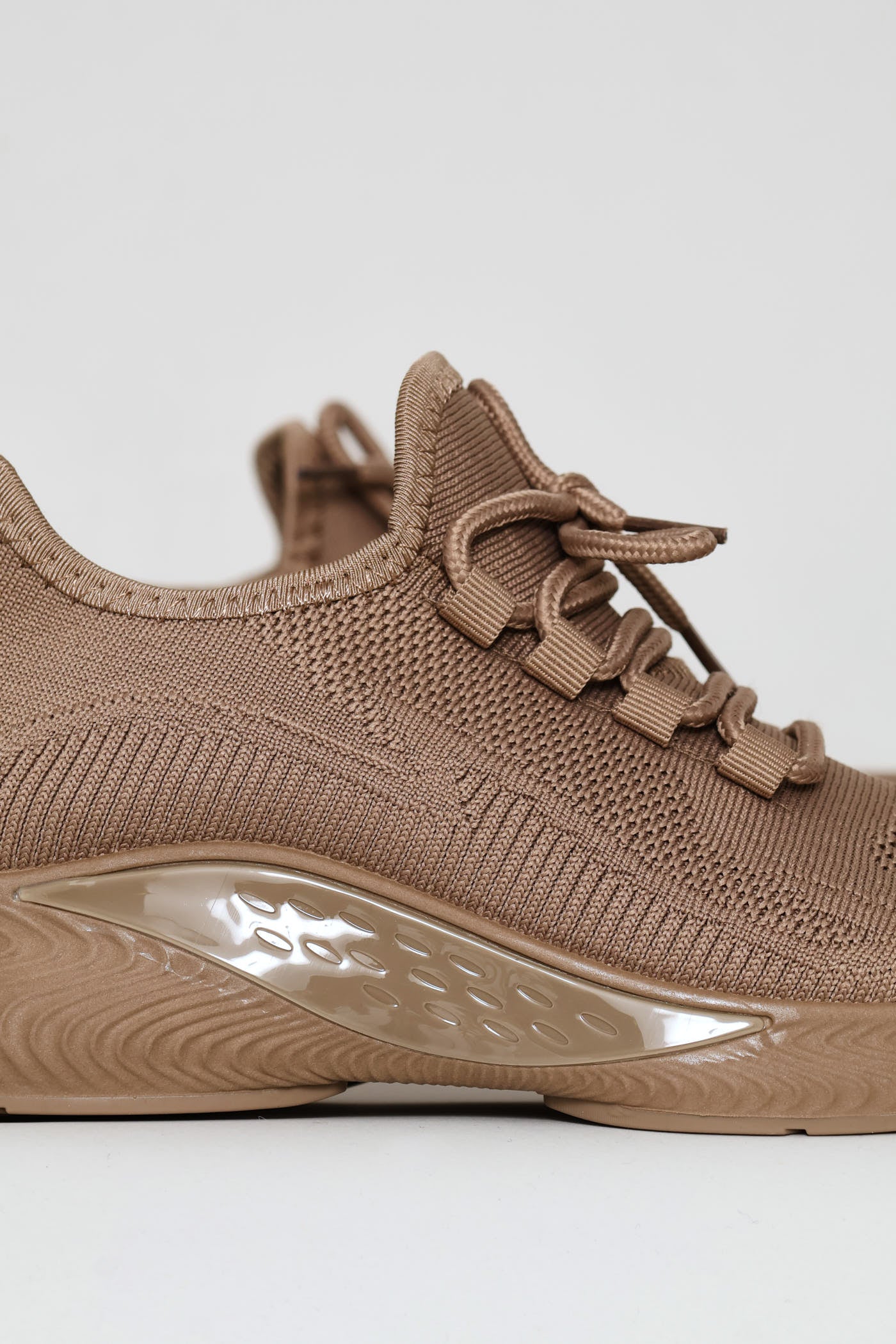 Basic Fly Knit Lace Up Slip On Sneaker - Taupe - Image 5