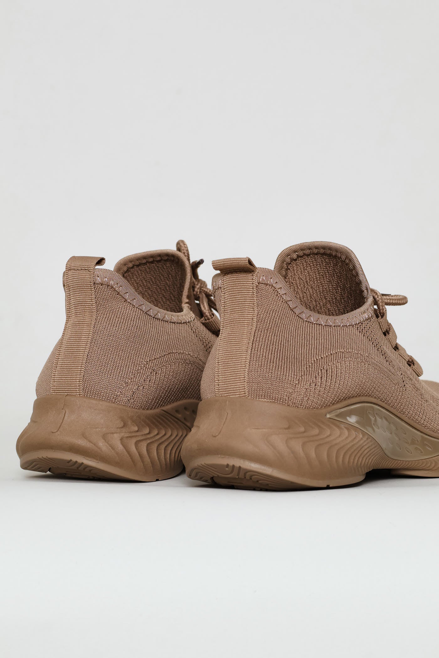 Basic Fly Knit Lace Up Slip On Sneaker - Taupe - Image 6