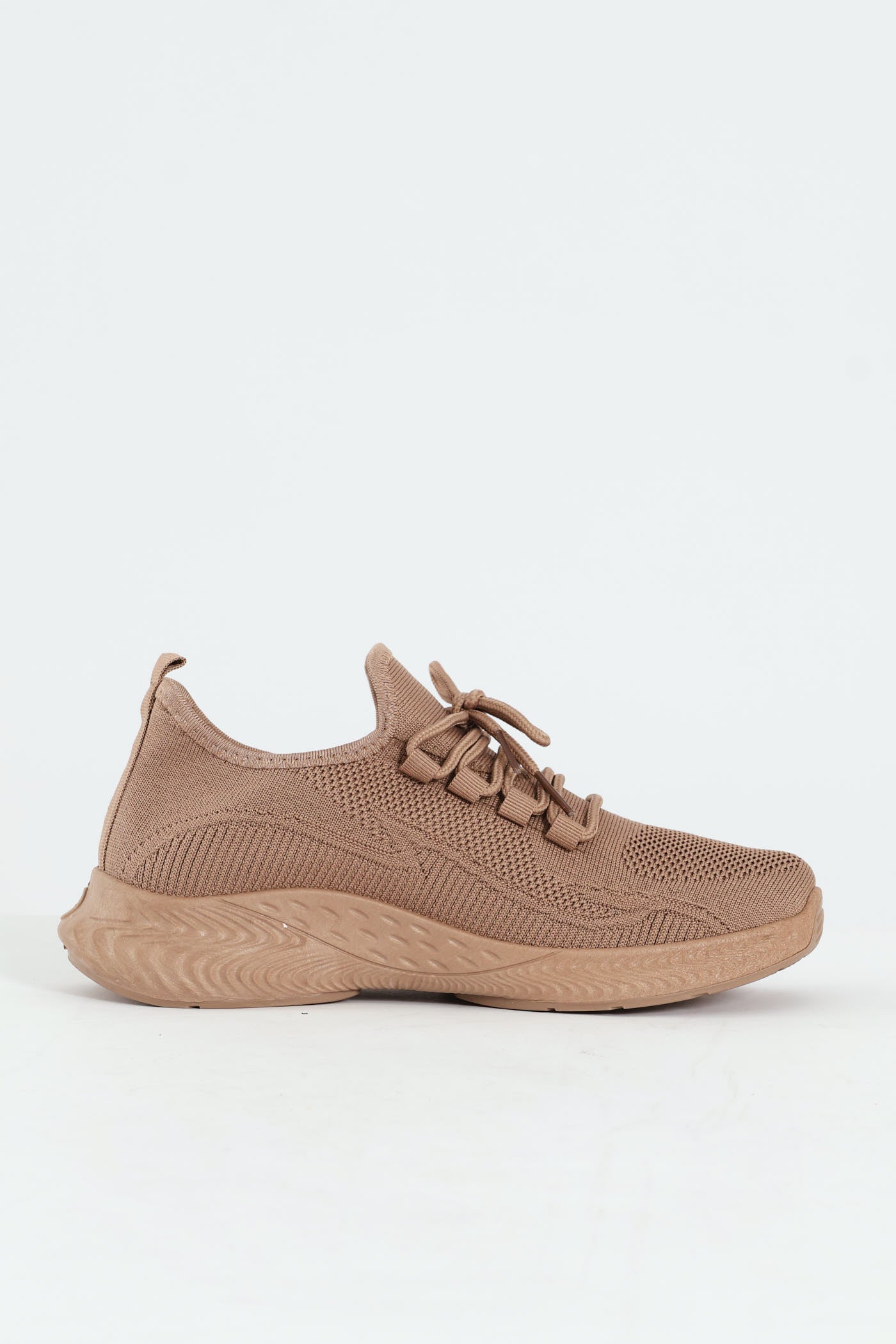 Basic Fly Knit Lace Up Slip On Sneaker - Taupe - Image 8