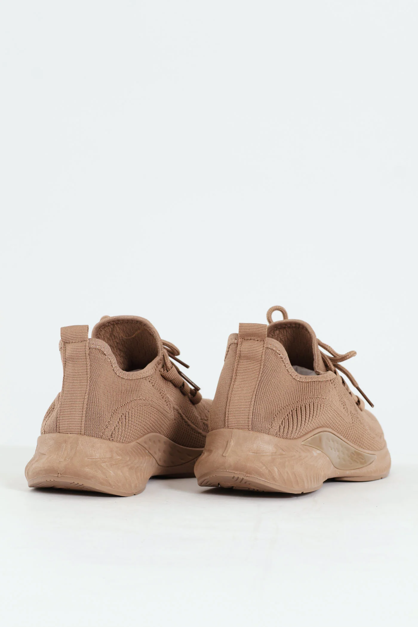 Basic Fly Knit Lace Up Slip On Sneaker - Taupe - Image 9