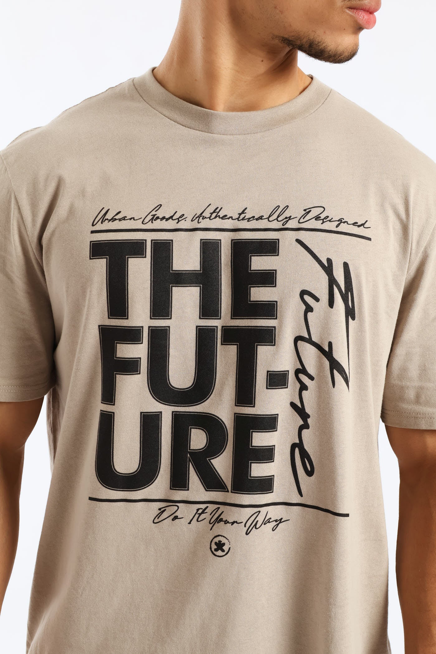 Basic Front Print Future Tee - Stone - Image 2