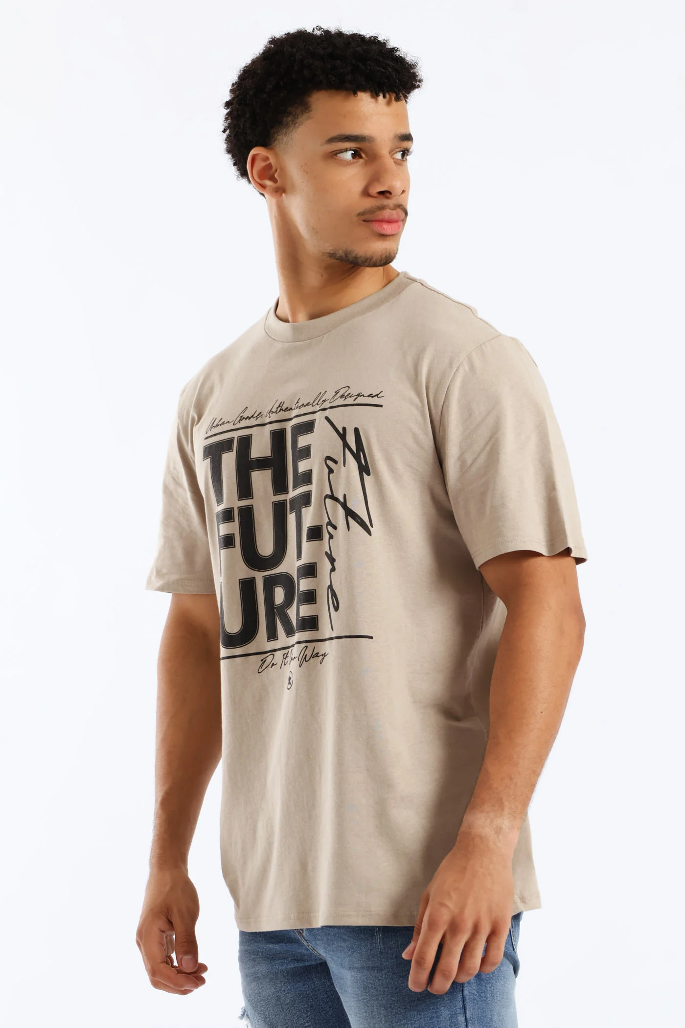 Basic Front Print Future Tee - Stone - Image 3