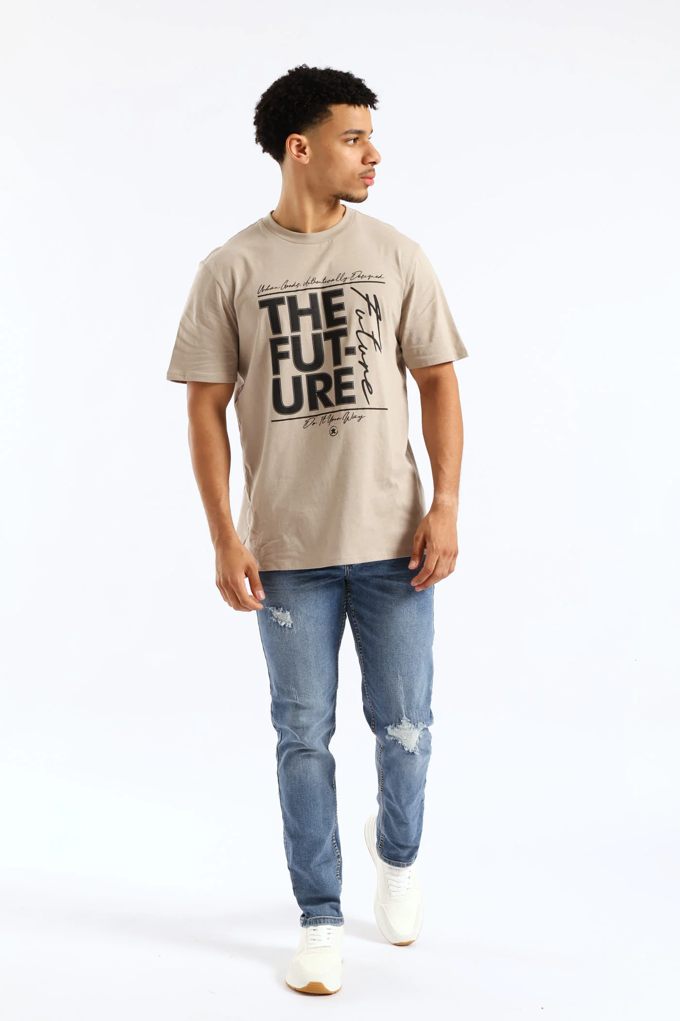 Basic Front Print Future Tee - Stone - Image 5